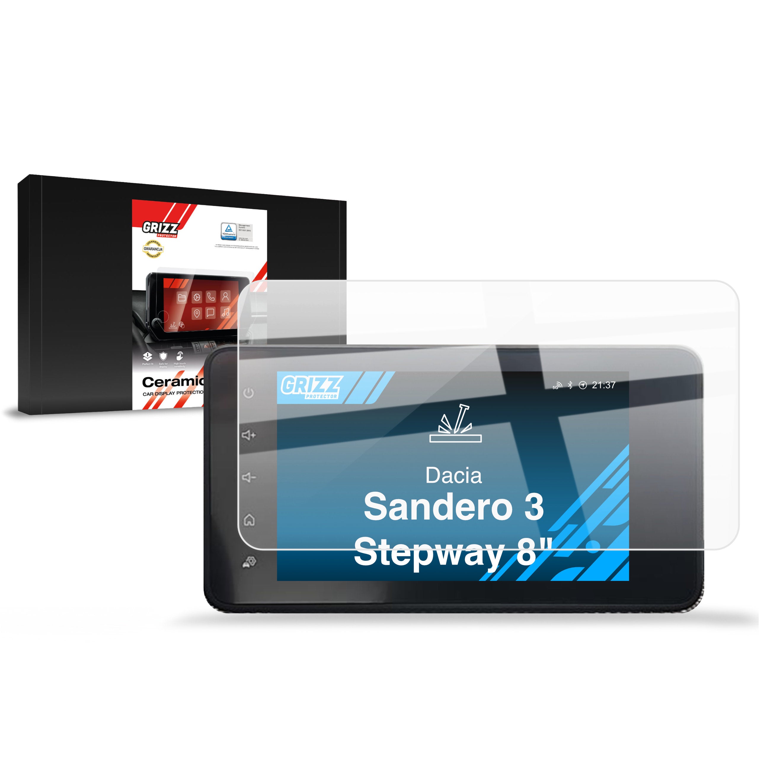 Keramische Autodisplayfolie für Dacia Sandero 3 Stepway 8" (2020-2026), Grizz Protector