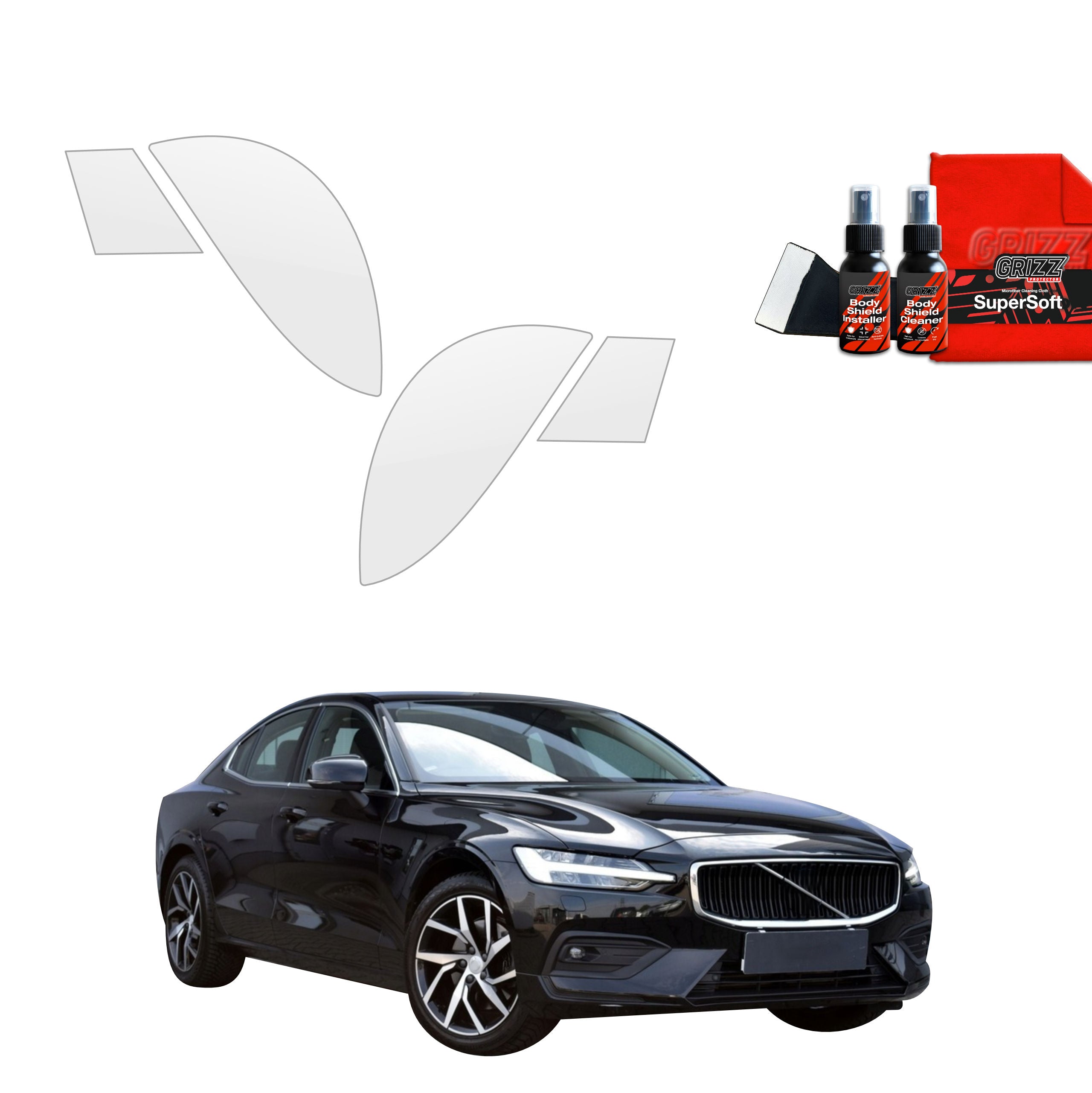 4in1 Schutzfolie Grizz Protector für hinteren & vorderen Seitenschwelle - Volvo S60 3 Sedan 4D (2019-2024)