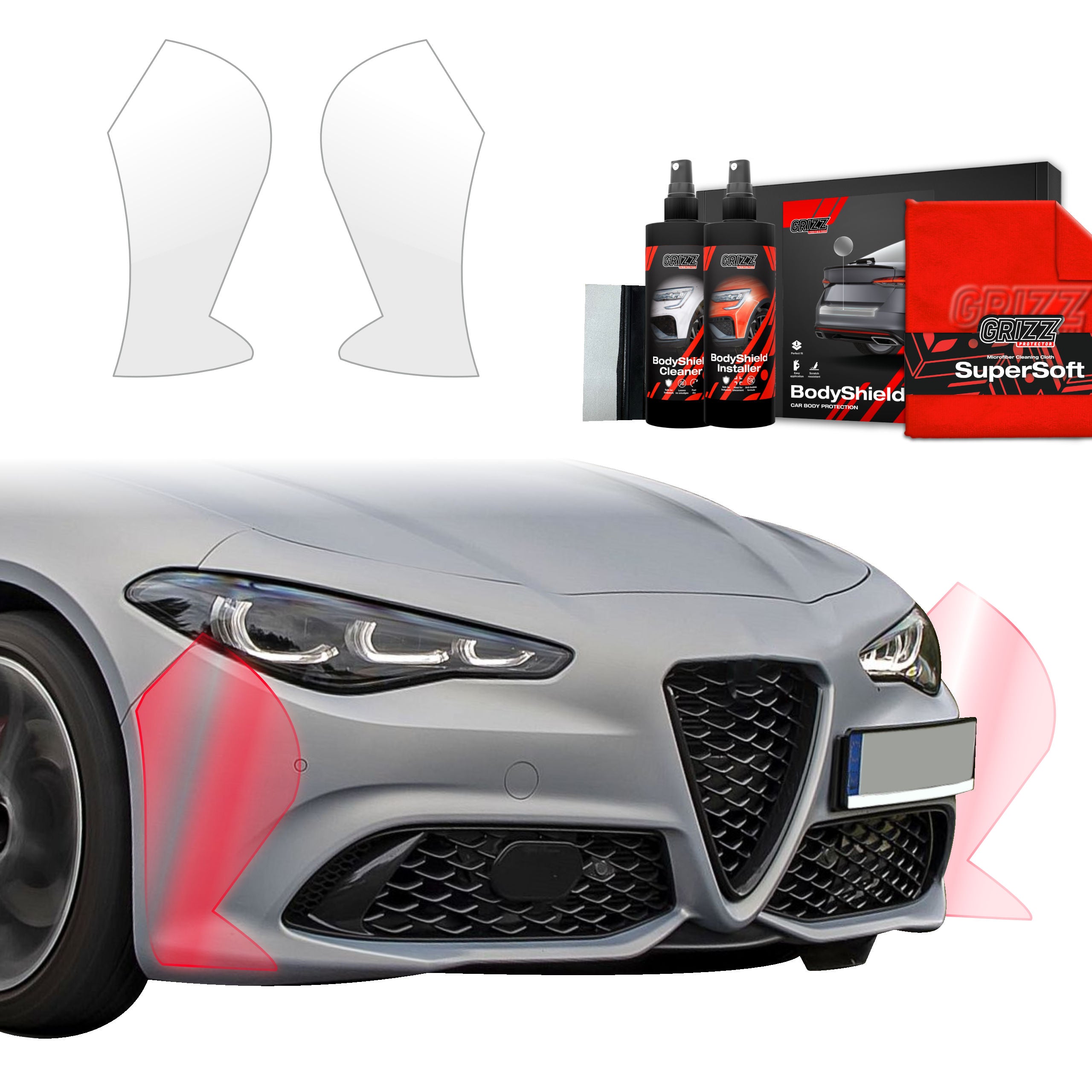 2in1 Schutzfolie Grizz Protector für Stoßstange - Alfa Romeo Giulia (2023-2026)