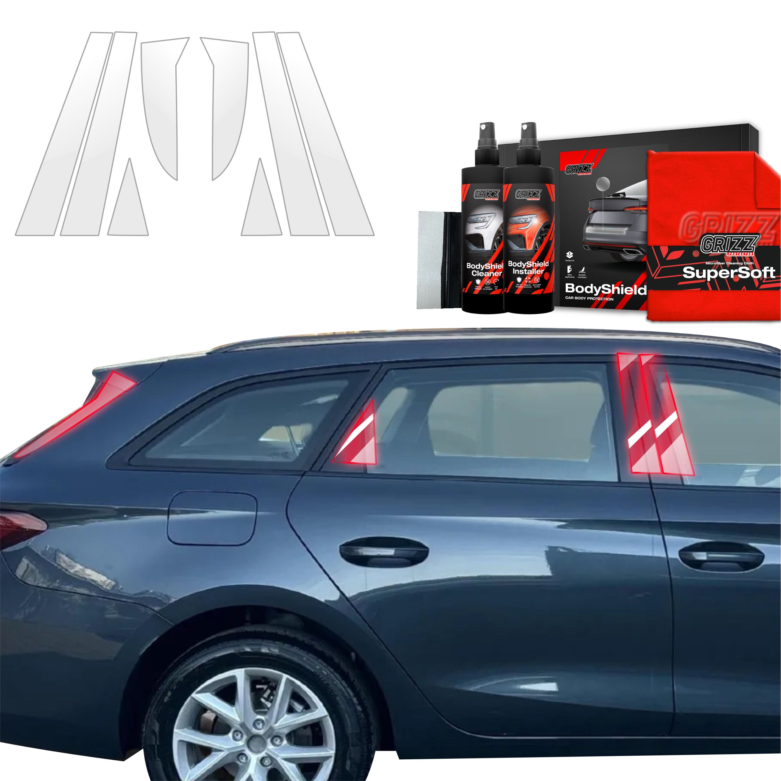 8in1 Schutzfolie Grizz Protector für B-C-Säule - Seat Leon (2024-2026)