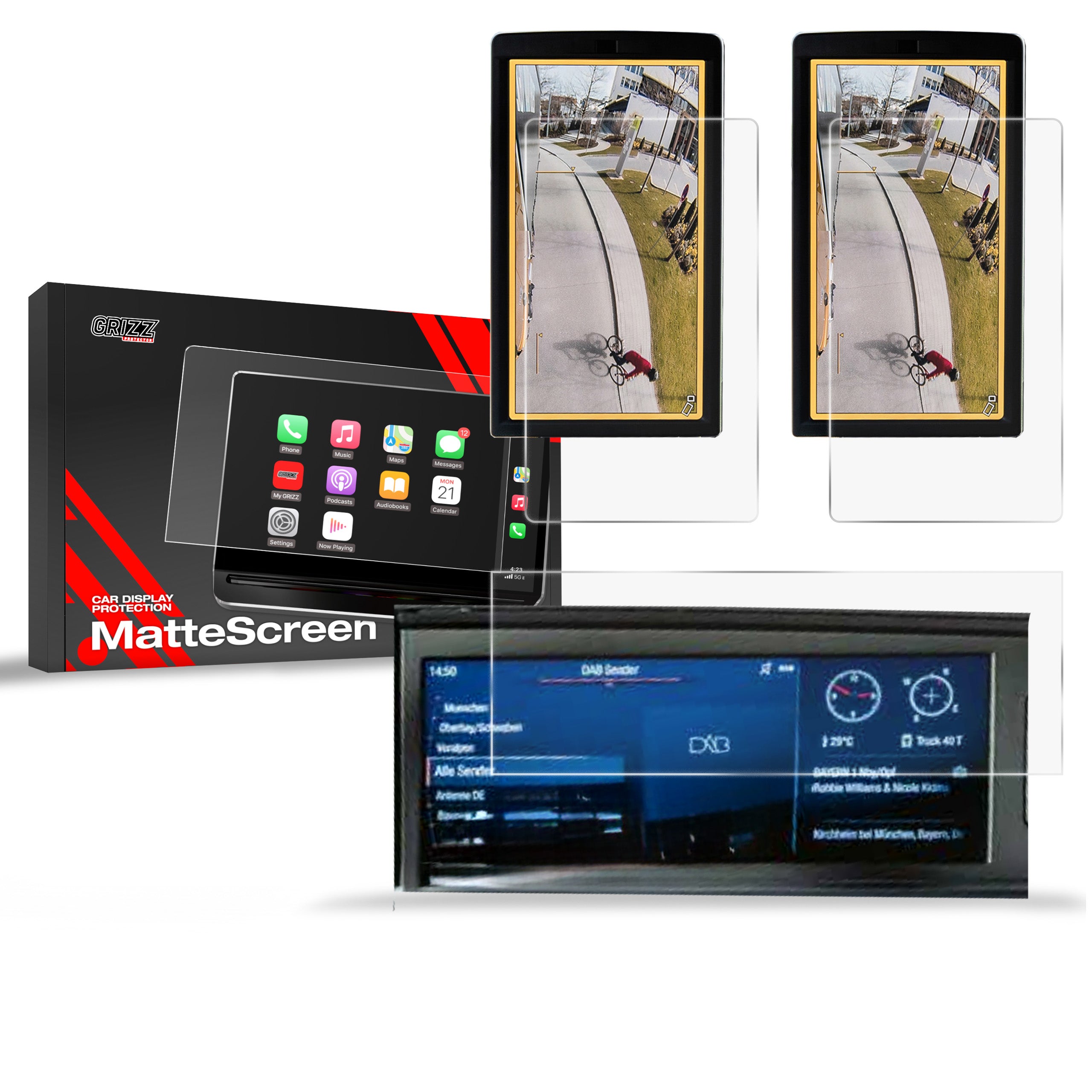Matte Autodisplayfolie 3in1 für MAN TGX 12,3", Grizz Protector