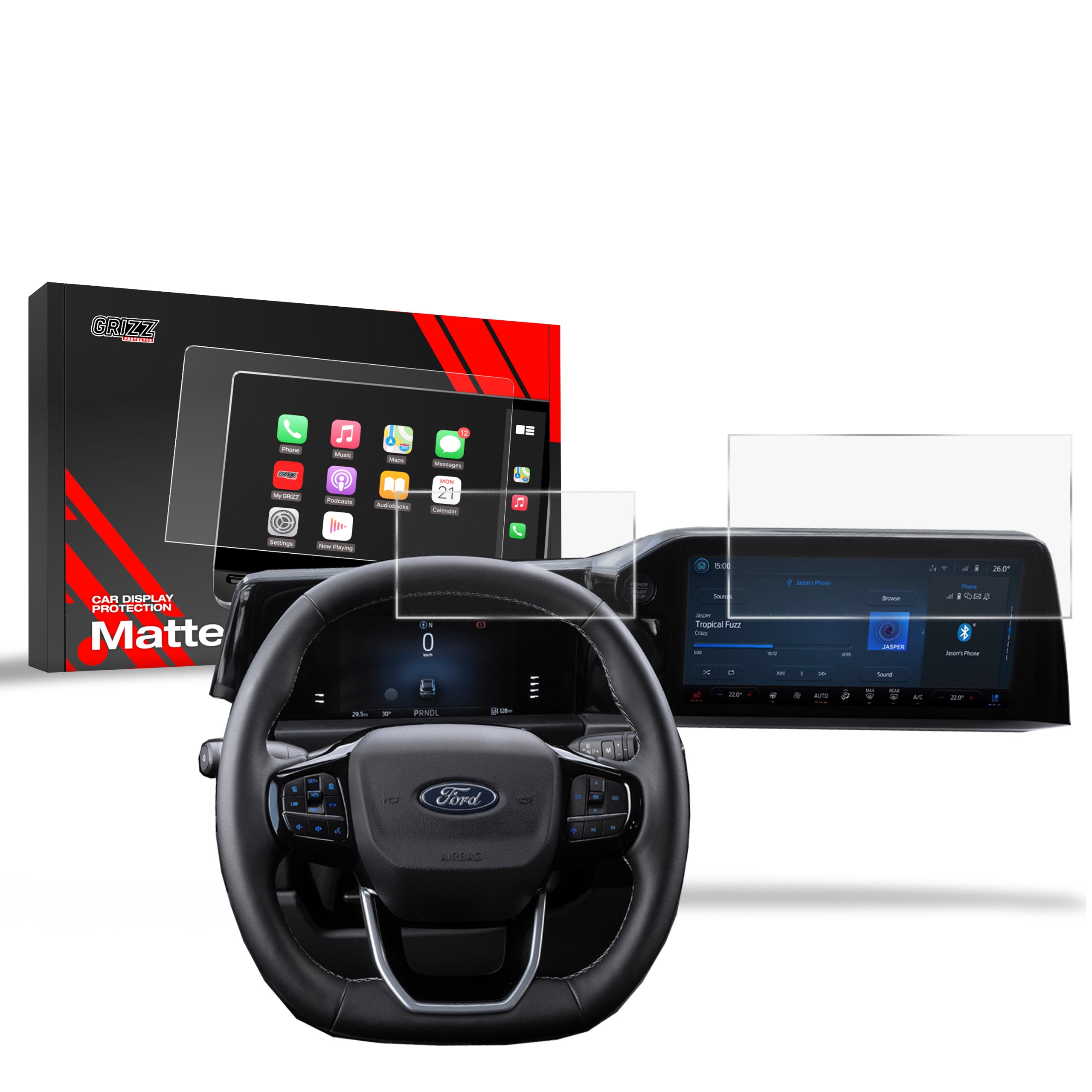 Matte Autodisplayfolie 2in1 für Ford Courier 8" (2023-2026), Grizz Protector