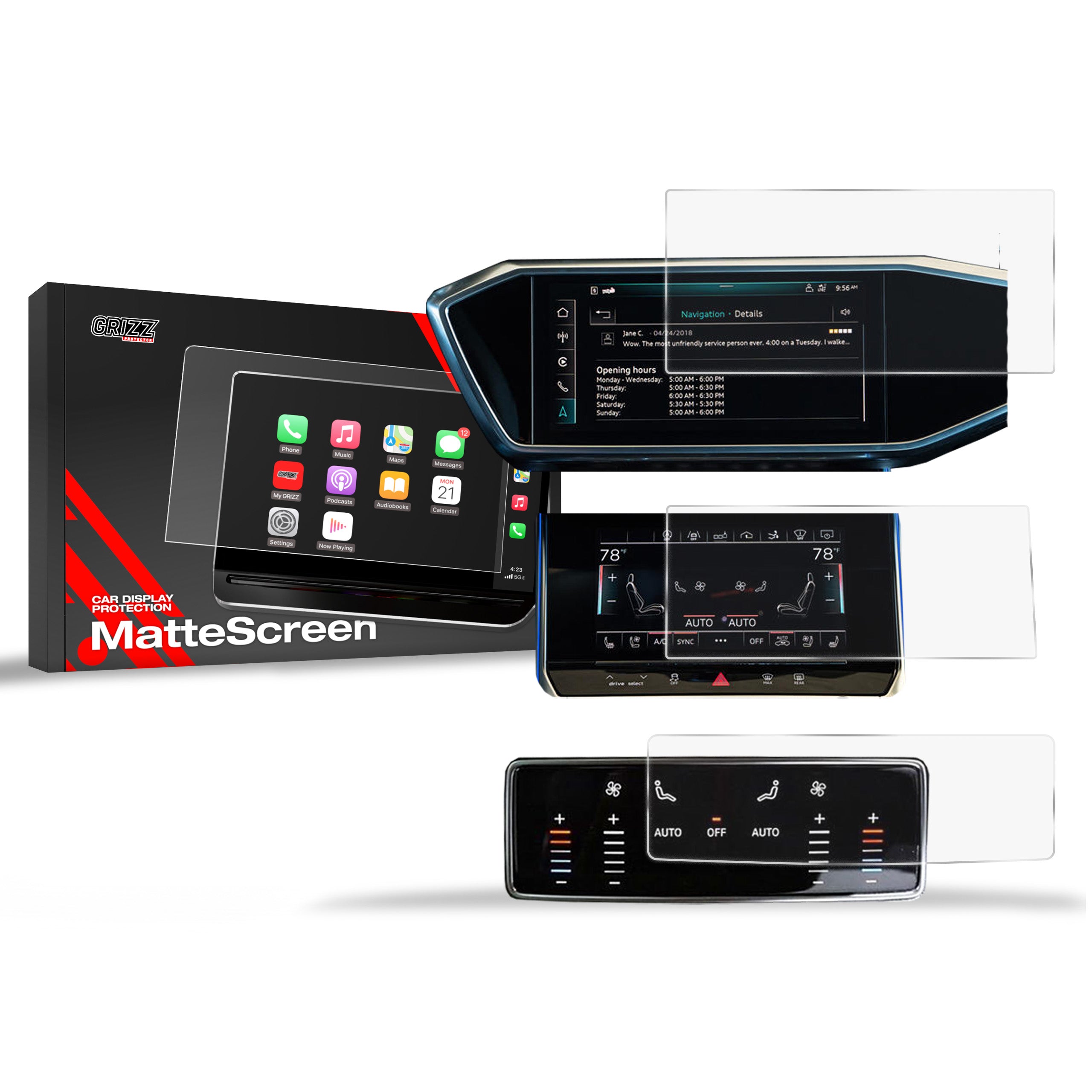Matte Autodisplayfolie 3in1 für Audi A7 C8 (2018-2025), Grizz Protector