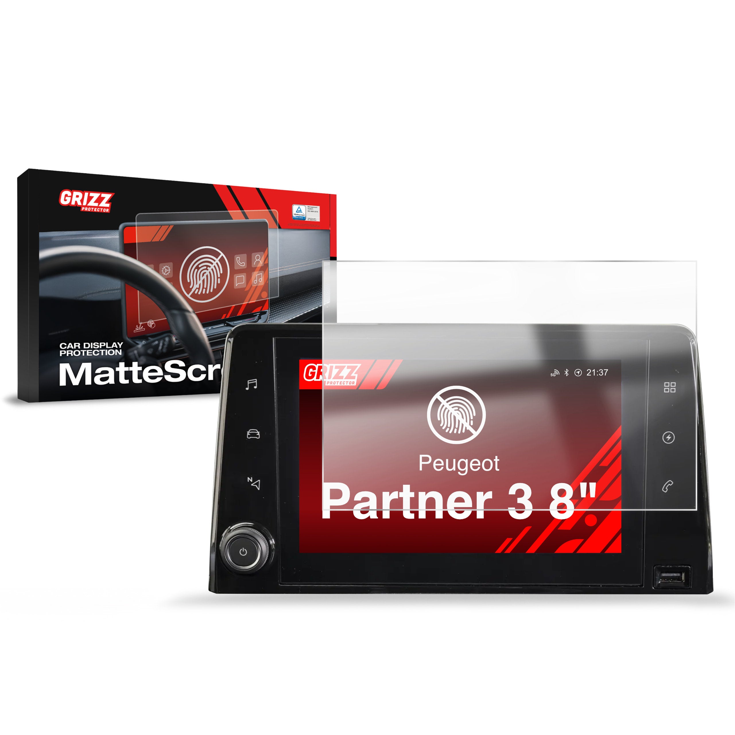 Matte Autodisplayfolie für Peugeot Partner 3 (2018-2023), Grizz Protector