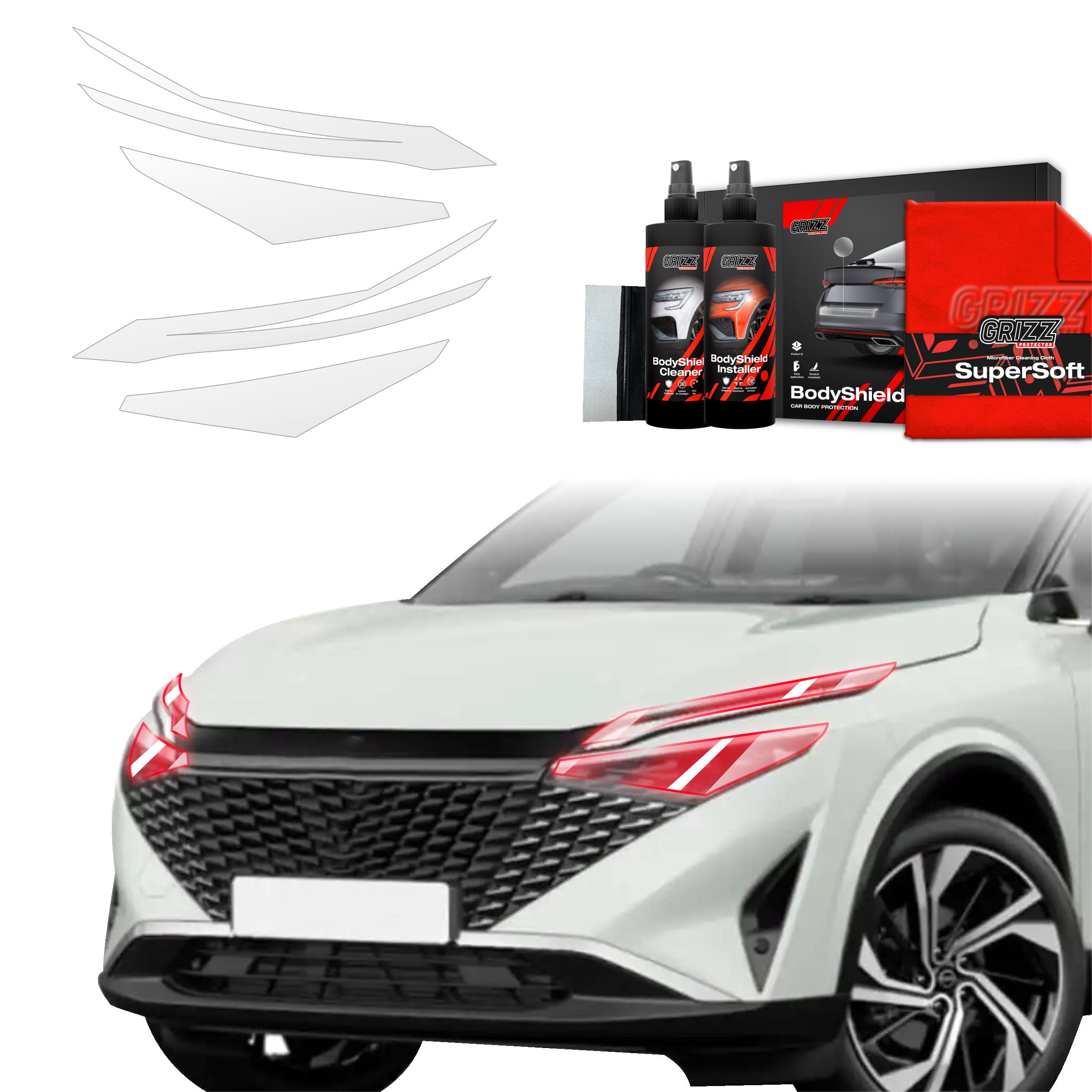 4in1 Schutzfolie Grizz Protector für Scheinwerfer - Nissan Qashqai 3 Facelift (2024-2026)