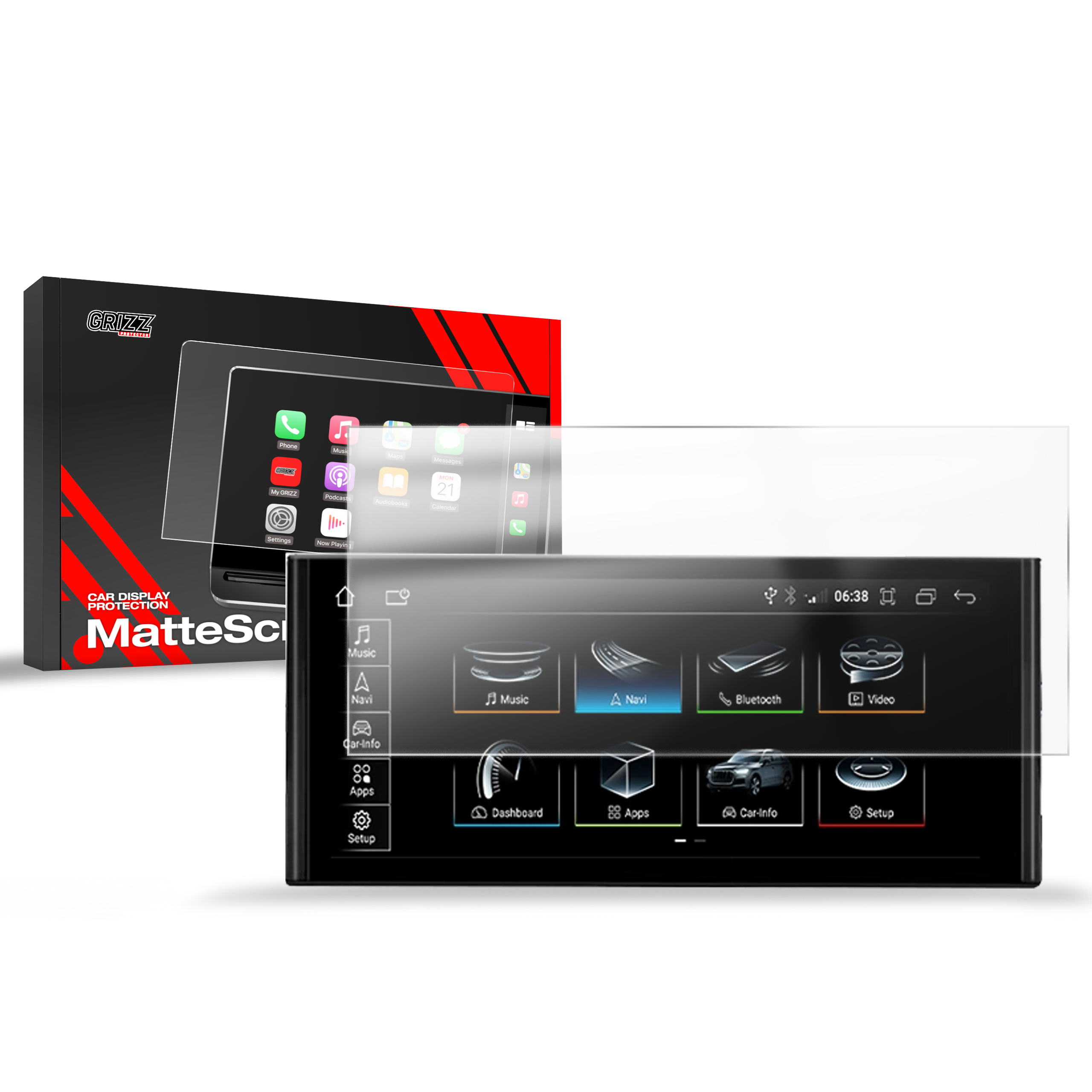 Matte Autodisplayfolie für Audi A6 C7 Android Radio 12,3" (2012-2018), Grizz Protector