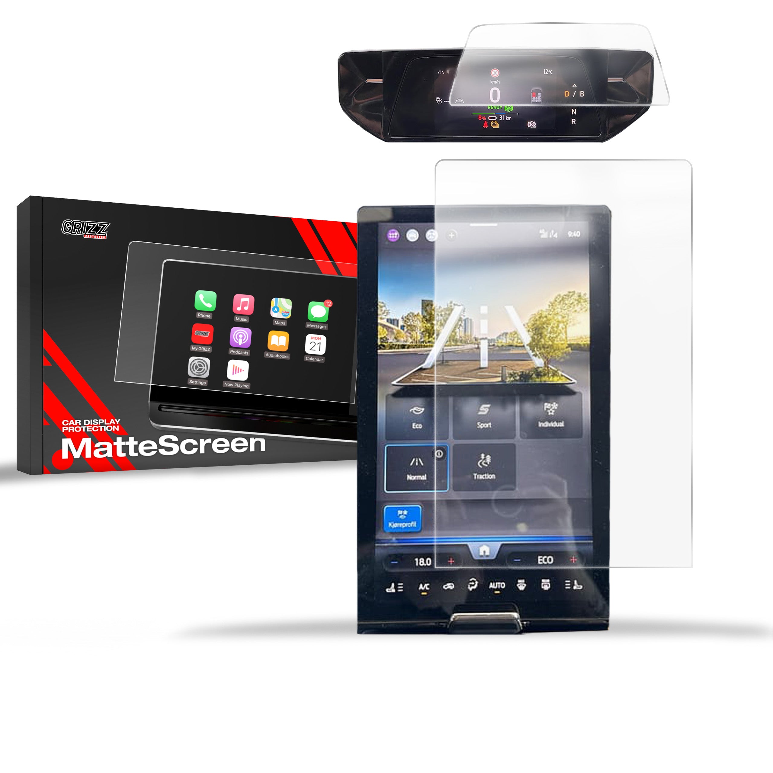 Matte Autodisplayfolie 2in1 für Ford Capri 14,6" (2025), Grizz Protector