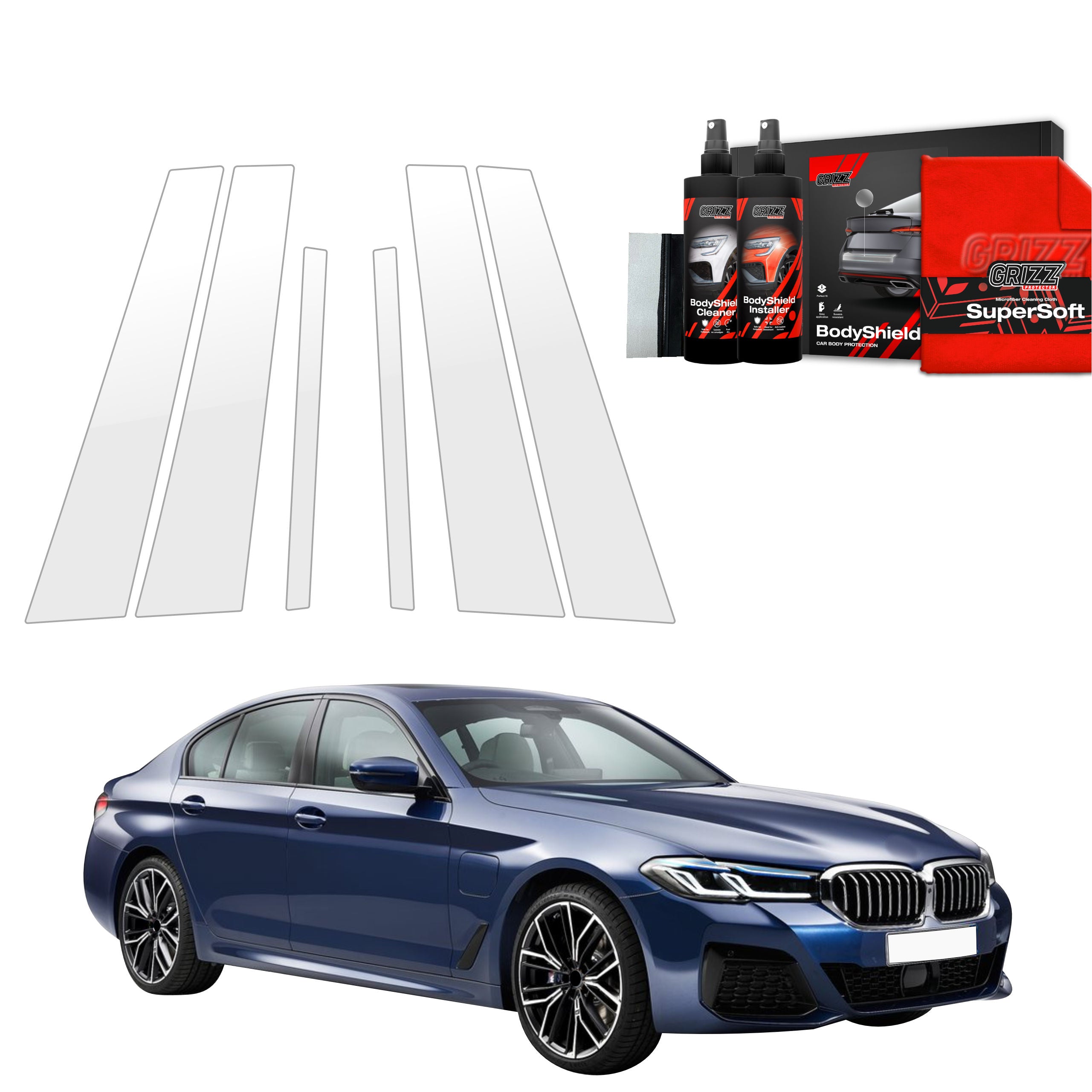 6in1 Schutzfolie Grizz Protector für B-C-Säule - BMW 5 G30 Sedan (2023- 2025)