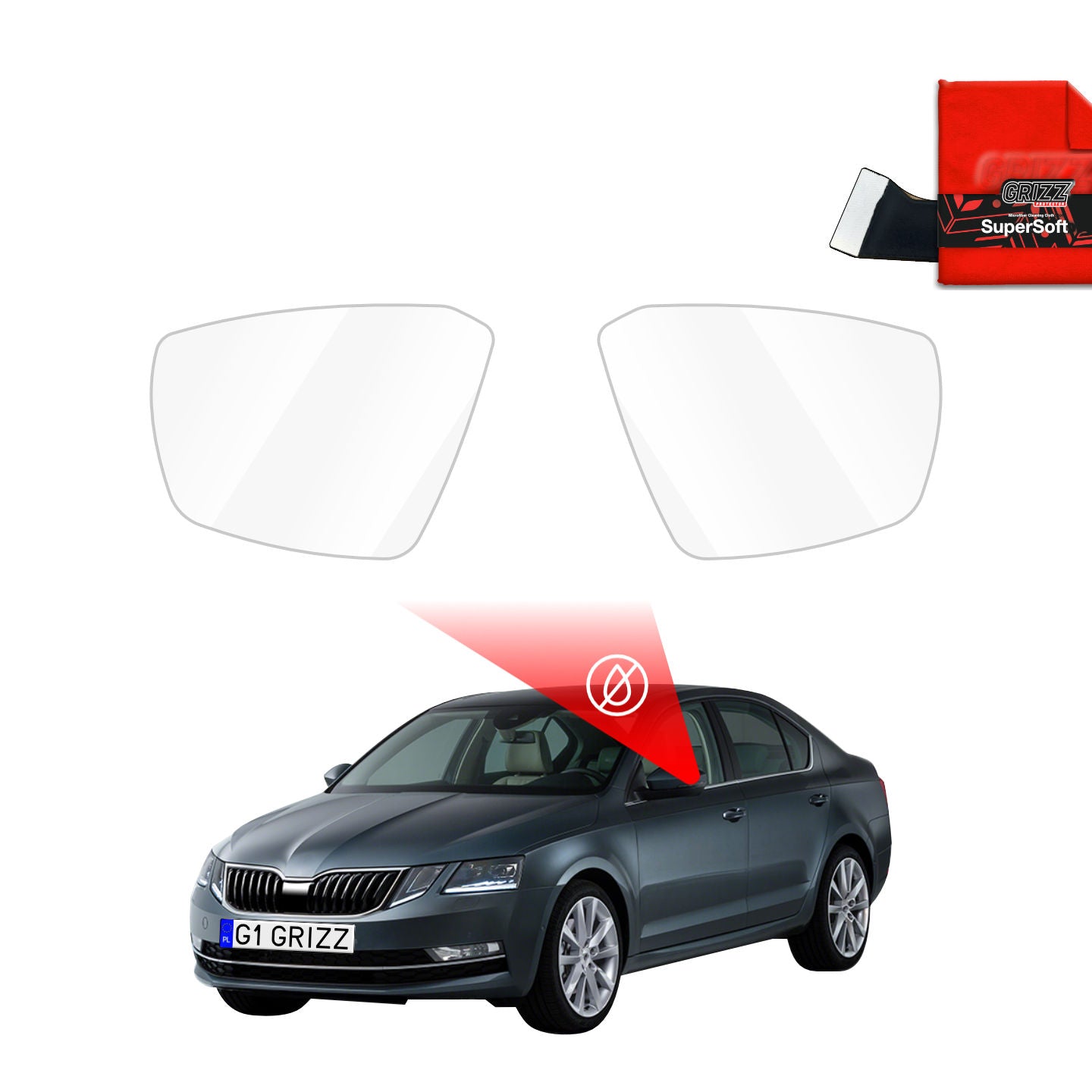 Regenschutzfolie Grizz Protector für Außenspiegel - Skoda Octavia 3 (2013-2020)
