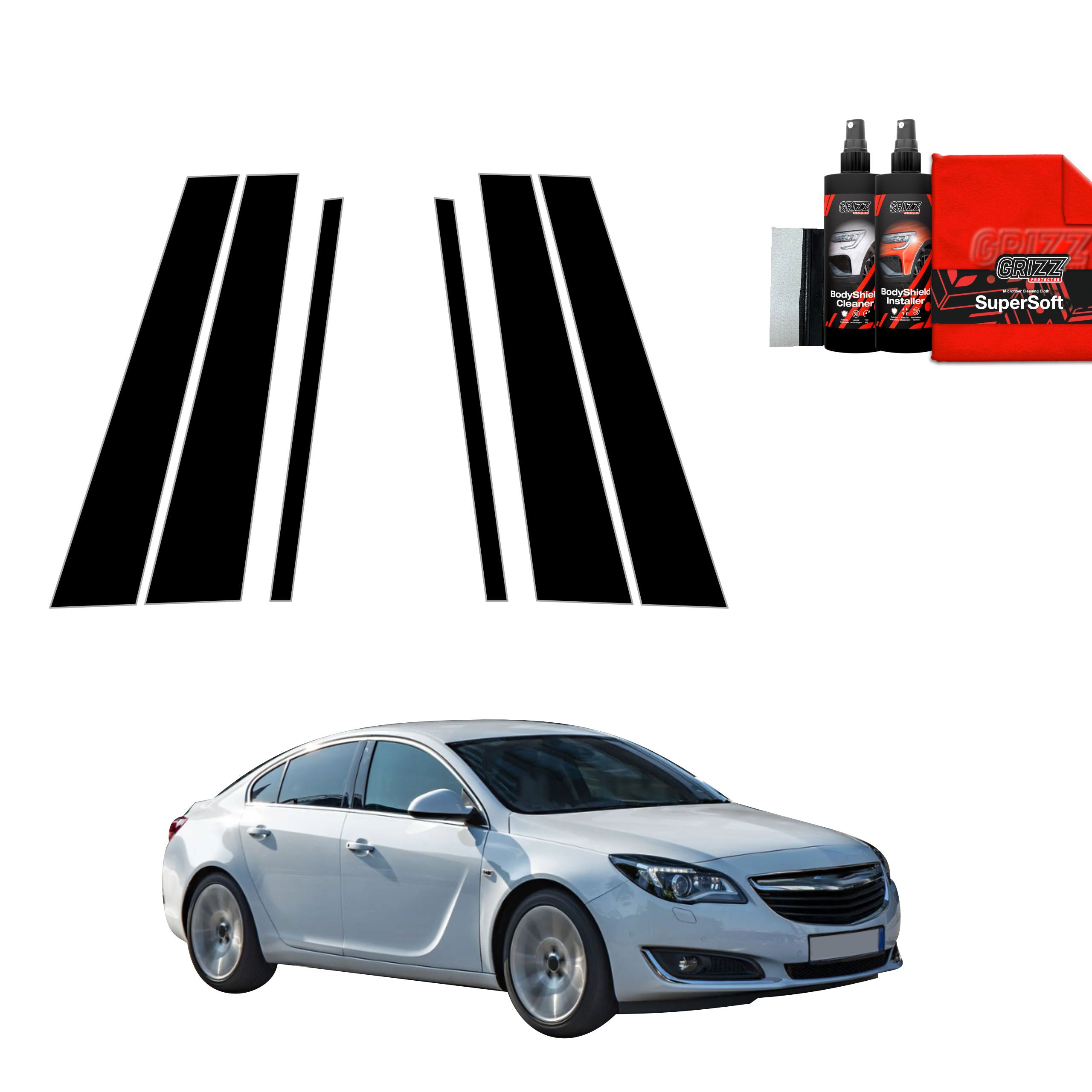 6in1 Schwarze Grizz Protector schutzfolie für B-C-Säule - Opel Insignia A Sedan Facelifting (2013-2017)