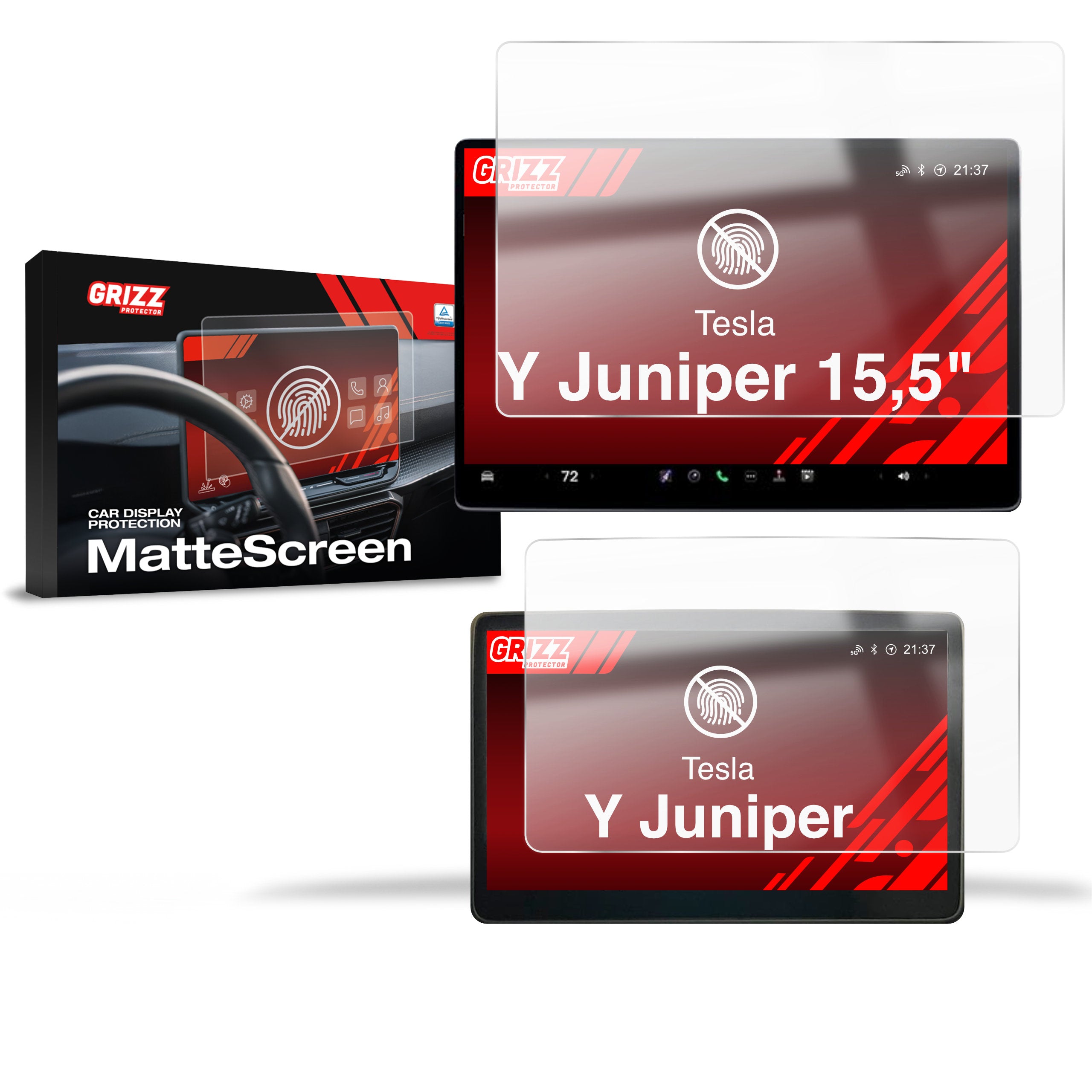 Matte Autodisplayfolie 2in1 für Tesla Model Y Juniper (2024-2025), Grizz Protector