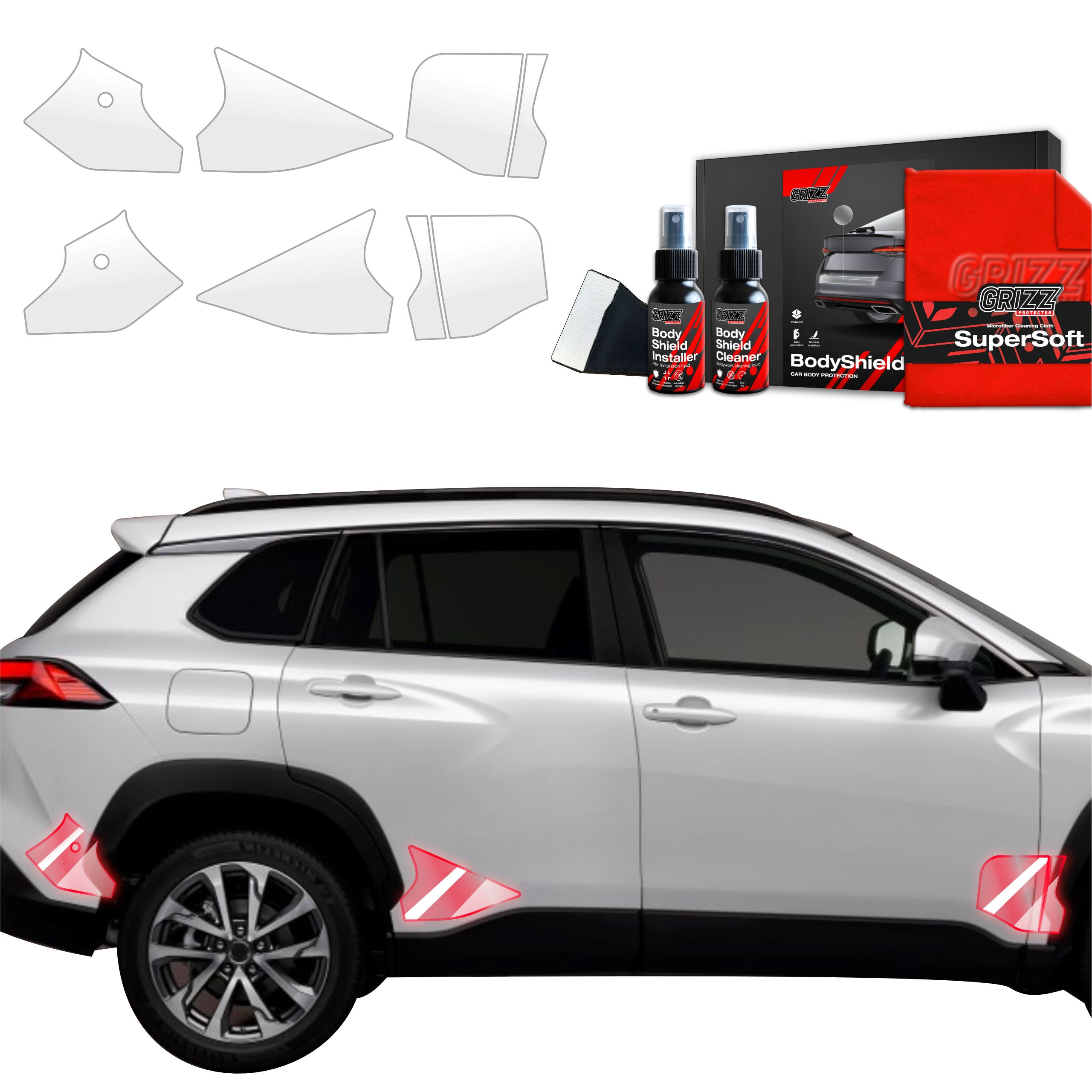 6in1 Schutzfolie Grizz Protector für hinteren & vorderen Seitenschweller - Toyota Corolla Cross (2022-2026)