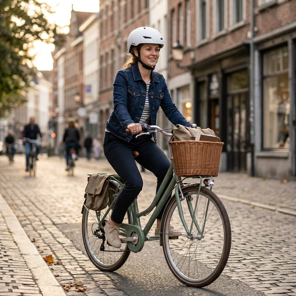 Fahrradhelm mit LED-Licht, Vayox Street VA0423WMM 55-58 cm, Weiss