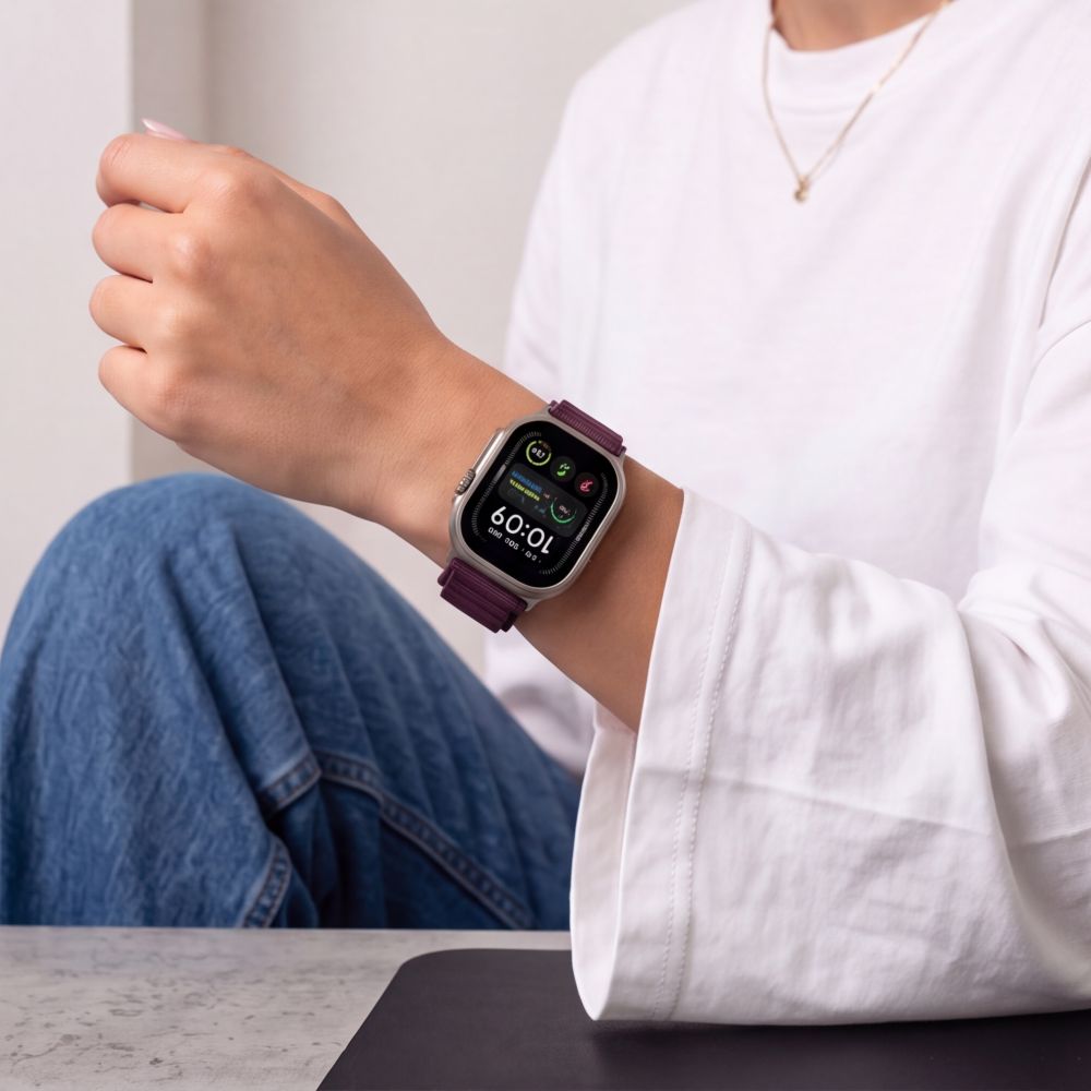 Armband für Apple Watch 49/46/45/44 mm, Tech Protect Nylon Pro, Burgunderrot (7/9)