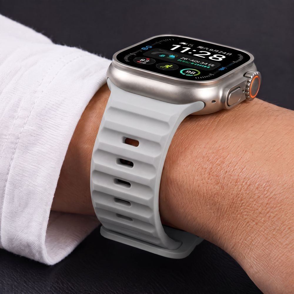 Armband für Apple Watch 49/46/45/44 mm, Tech-Protect Silicone Line, Grau (7/9)