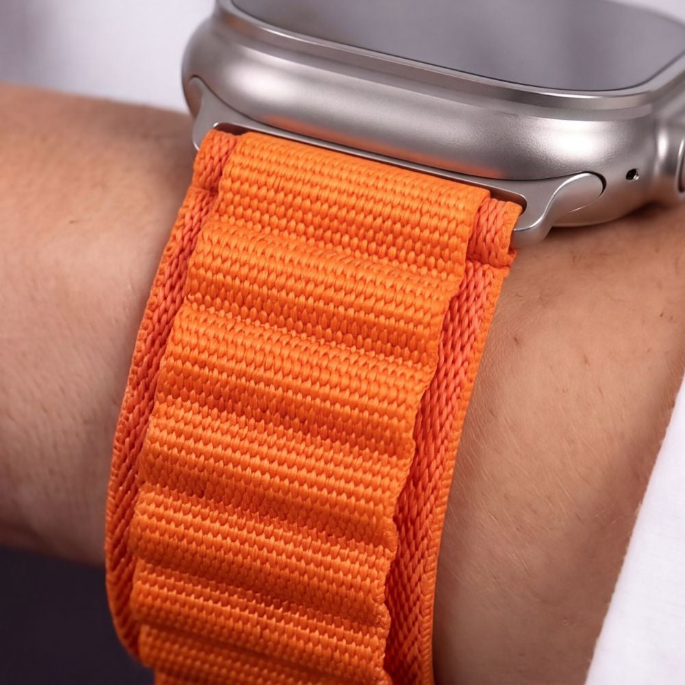 Armband für Apple Watch 49/46/45/44 mm, Tech Protect Nylon Pro, Orange (7/8)