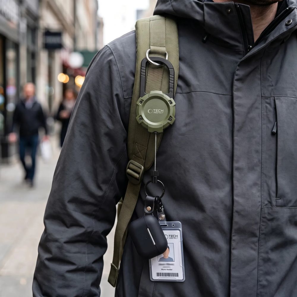 Anti-Diebstahl Handy Lanyard mit einziehbarem Seil, Tech-Protect ATH03 UrbanLoop, Grün (7/9)