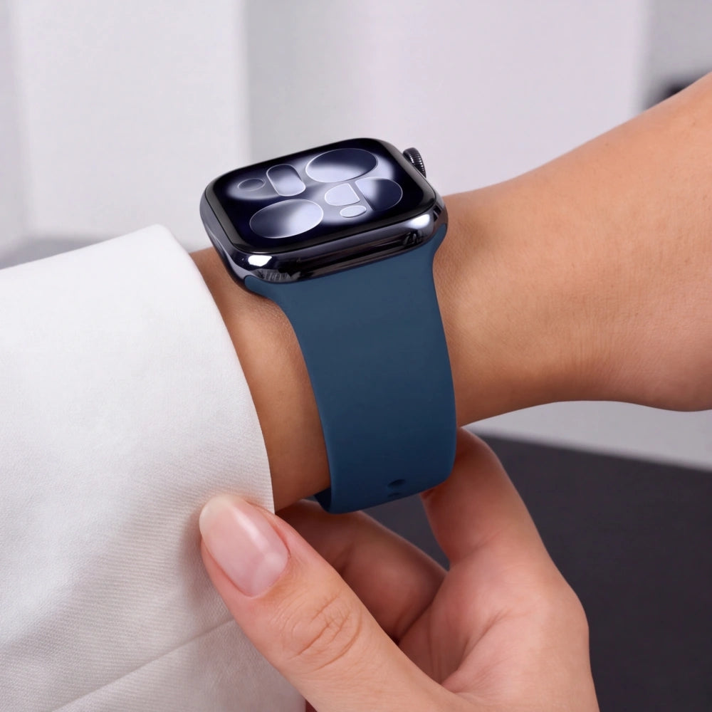 Armband für Apple Watch 42/41/40/38 mm, Tech-Protect Silicone, Dunkelblau (7/9)
