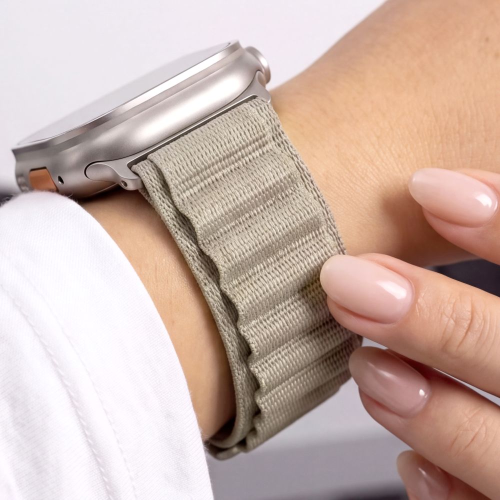 Armband für Apple Watch 49/46/45/44 mm, Tech Protect Nylon Pro, Titan/Olive (7/8)