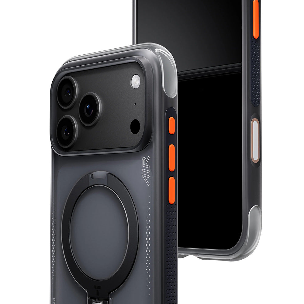 Handyhülle mit 360° drehbarem Standfuß für iPhone 18 Pro Max / 17 Pro Max, Torras Ostand Q3 Air mit MagSafe, Schwarz (7/8)