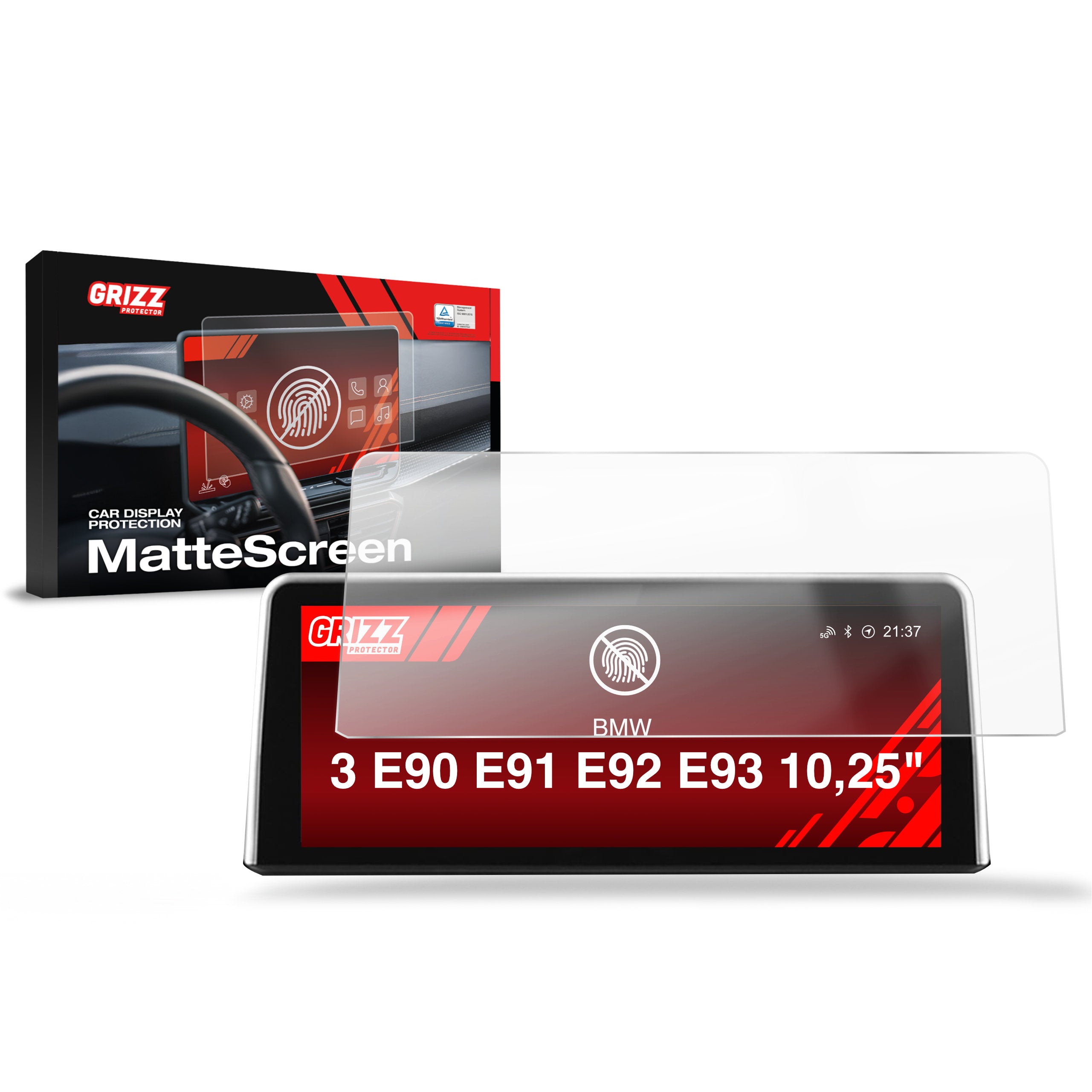 Matte Autodisplayfolie für BMW 3 E90 E91 E92 E93 Android Radio 10,25" (2005-2012), Grizz Protector