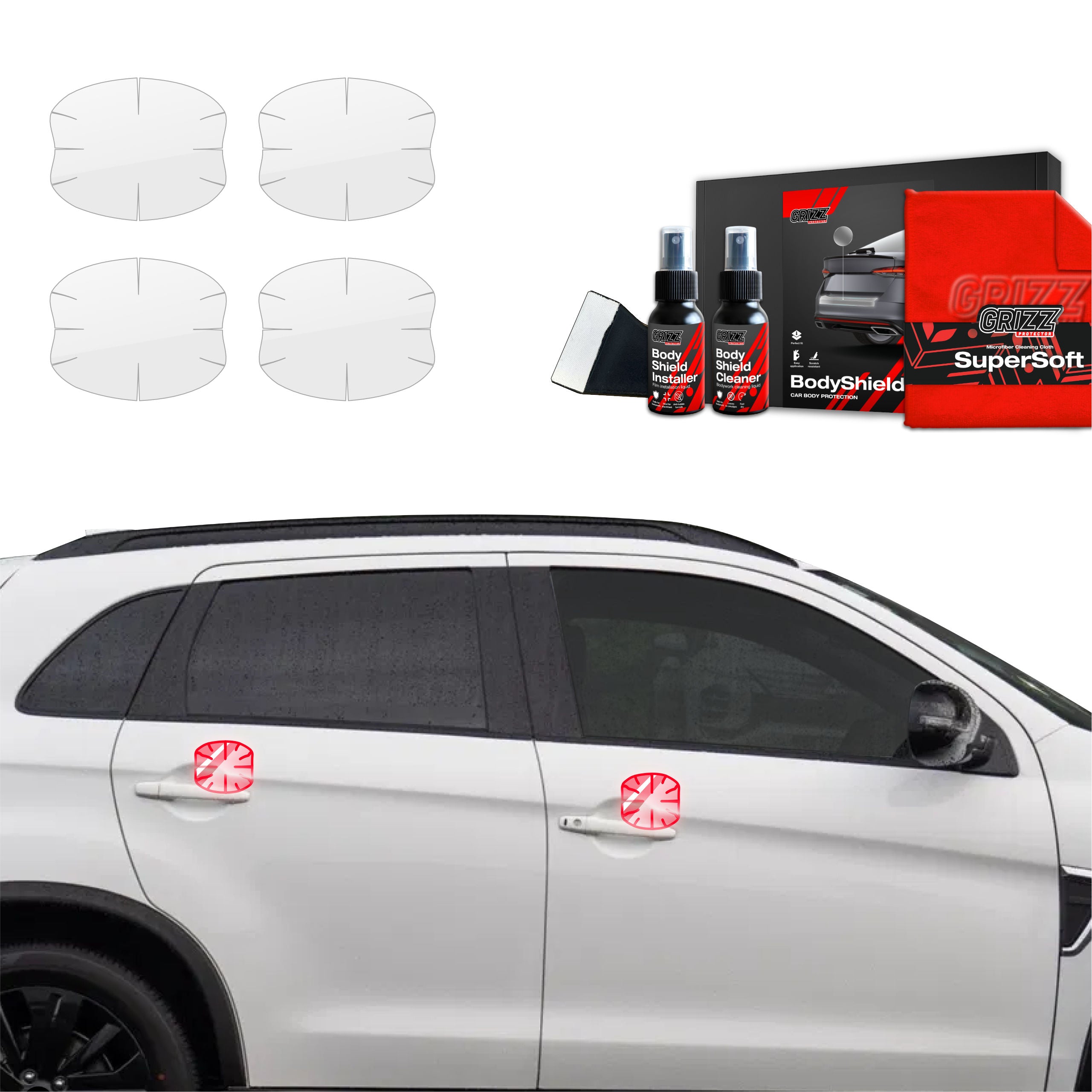 4in1 Schutzfolie Grizz Protector für Türgriffmulden - Mitsubishi ASX Facelift (2024-2026)