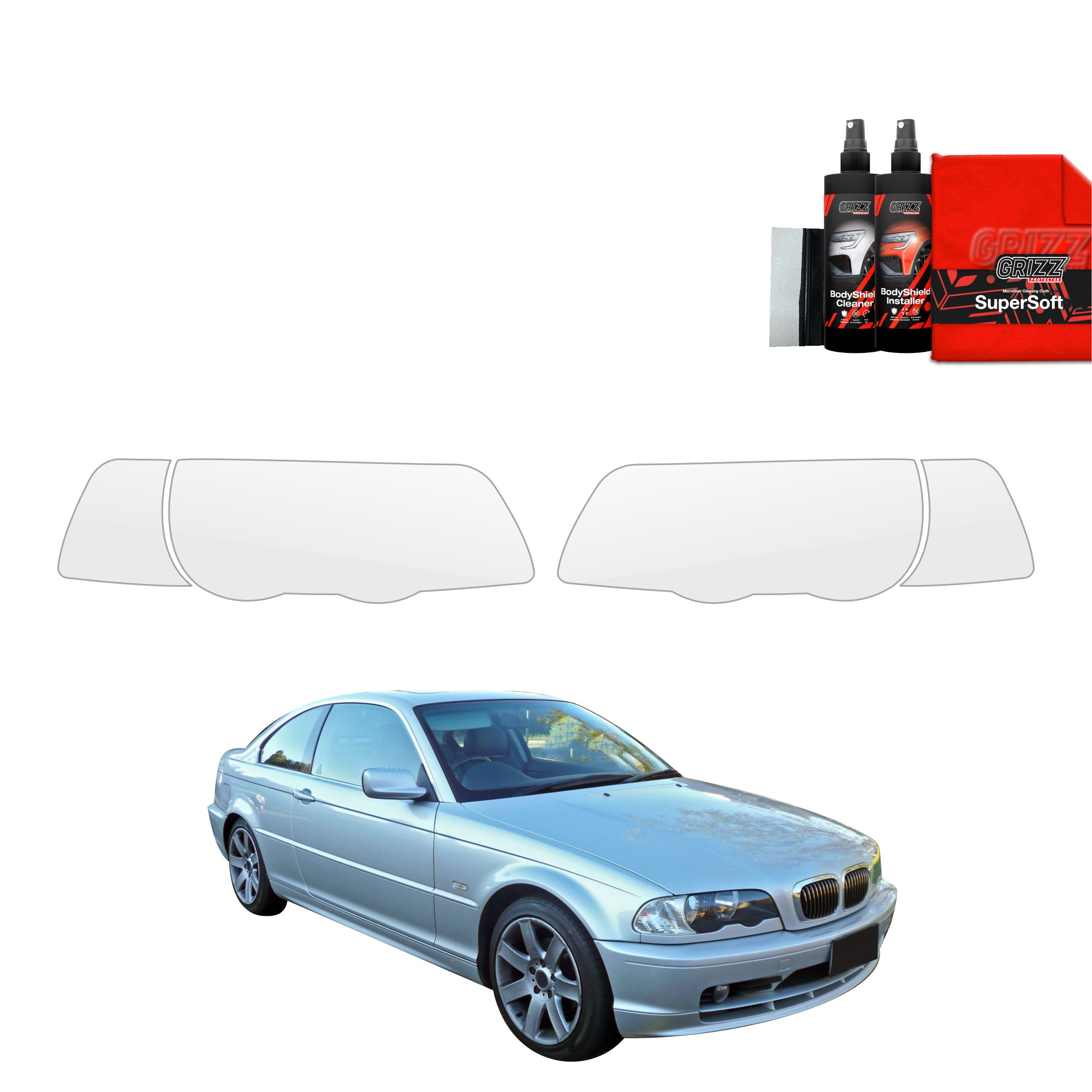 4in1 Schutzfolie Grizz Protector für Scheinwerfer - BMW 3 E46 Coupe Pre-LCI (1999-2002)