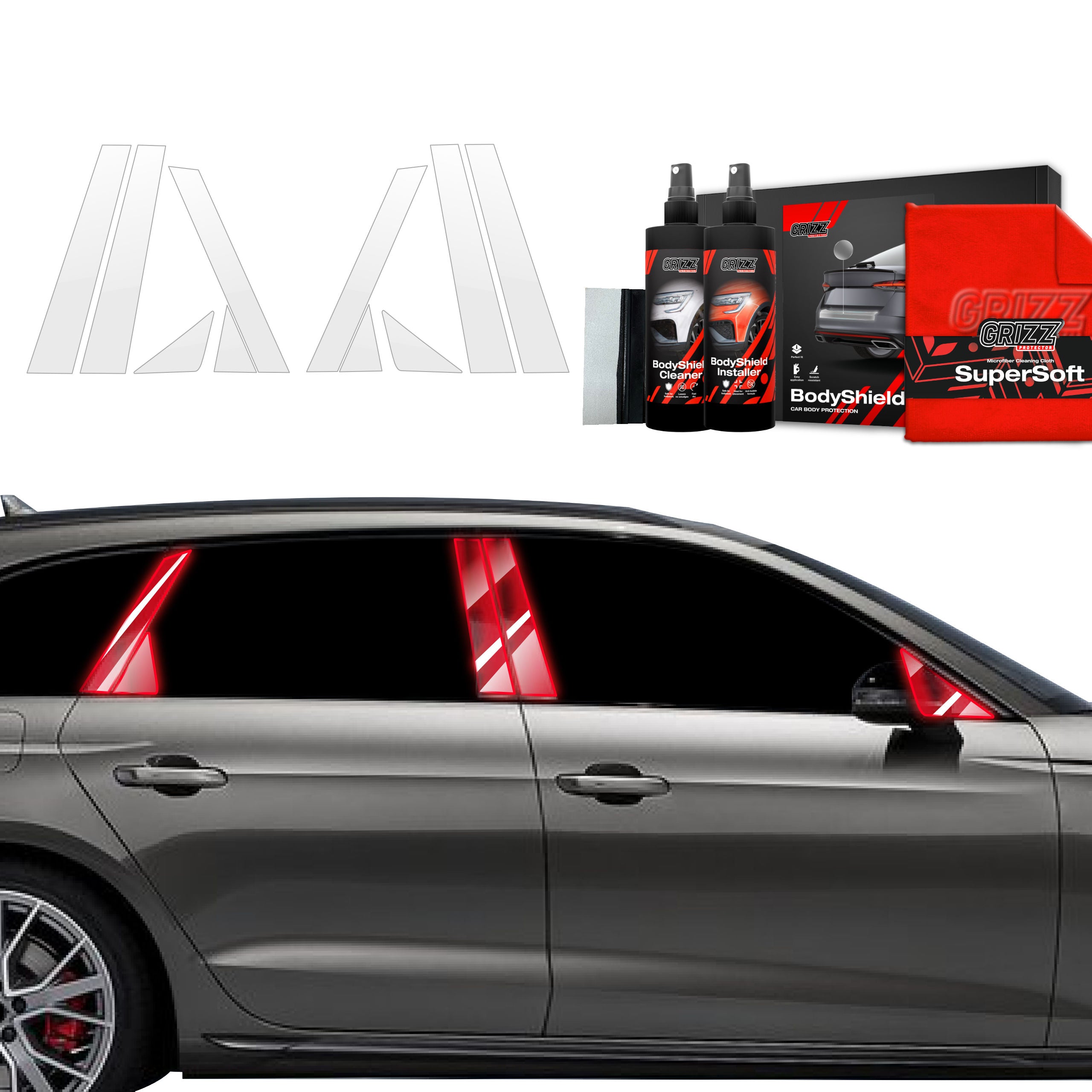 10in1 Schutzfolie Grizz Protector für A-B-C-Säule - Audi A4 Avant (2019-2024)