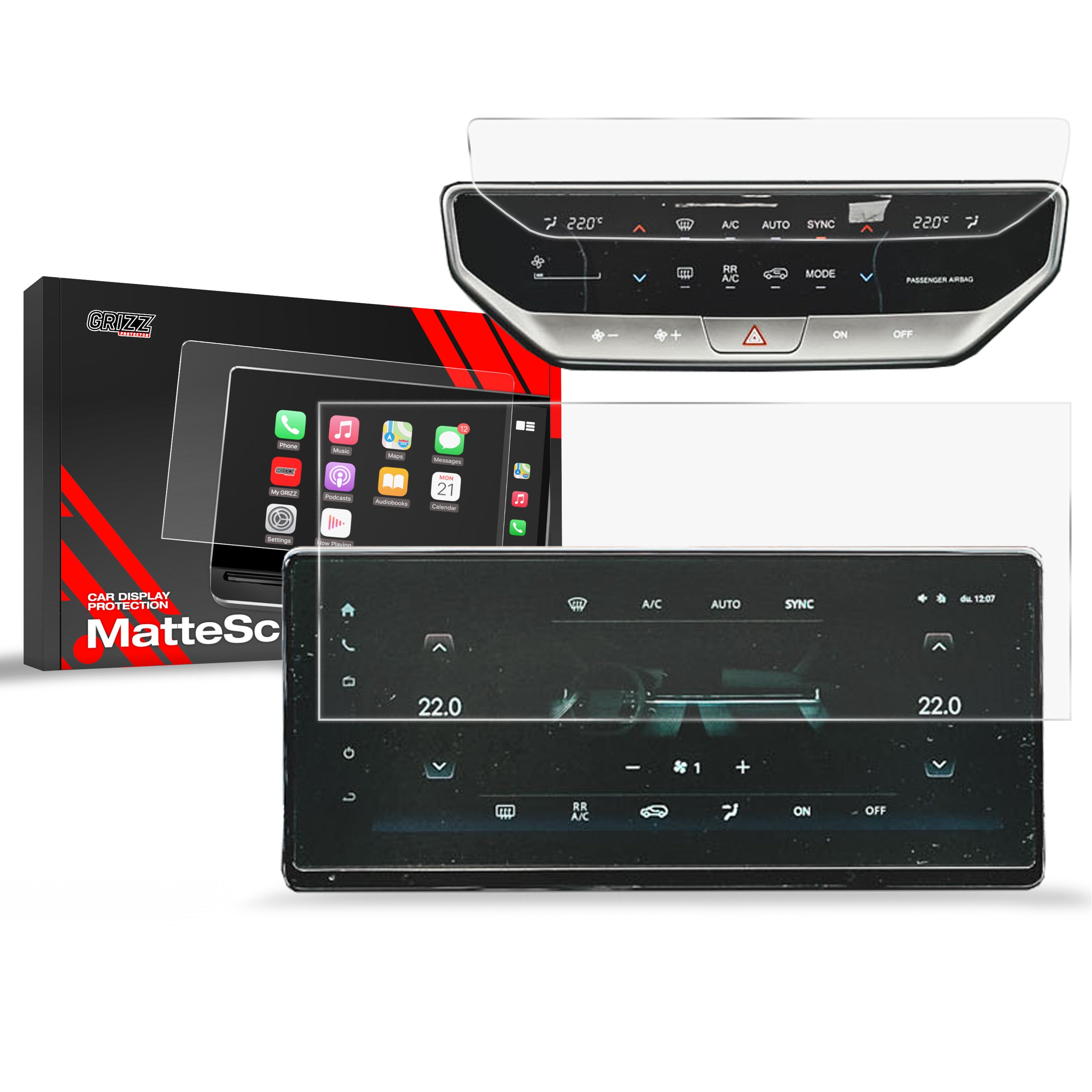 Matte Autodisplayfolie 2in1 für SsangYong Musso 12,3", Grizz Protector