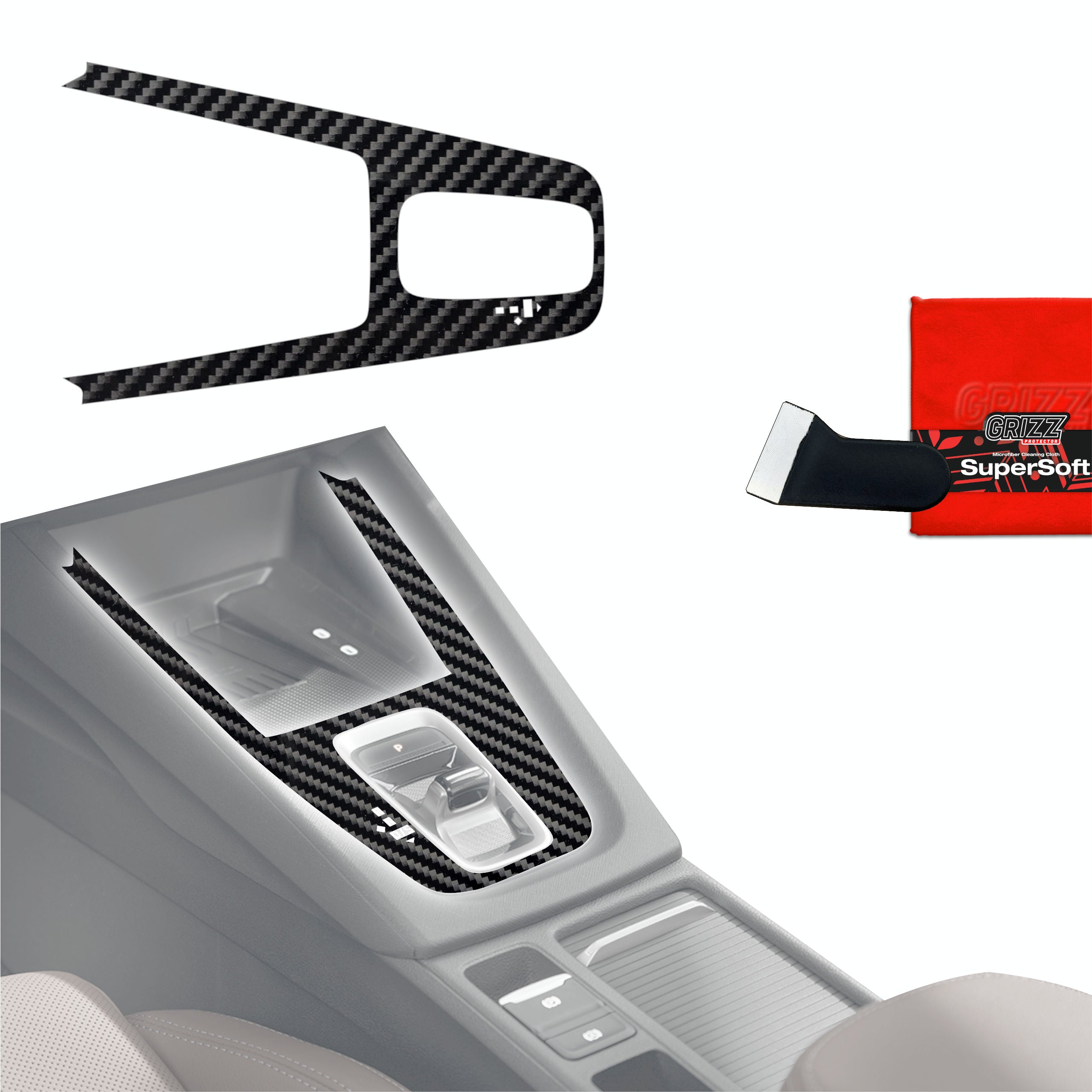 Schutzfolien Grizz Protector für Mittelkonsole - Skoda Octavia 4 DSG (2020-2026) Carbon Optik Glanz