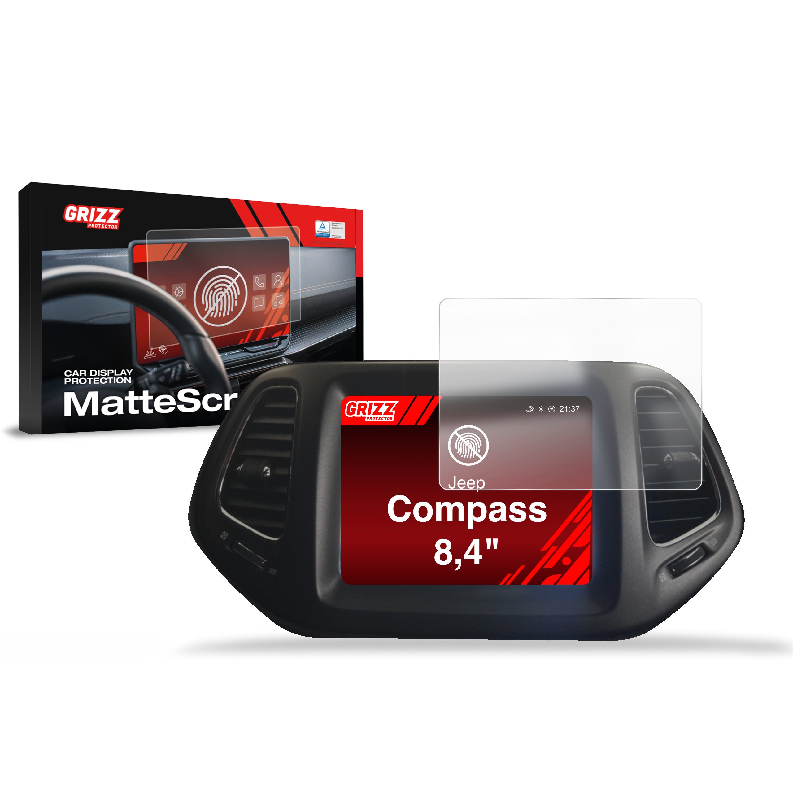Matte Autodisplayfolie für Jeep Compass 8,4" (2017-2021), Grizz Protector