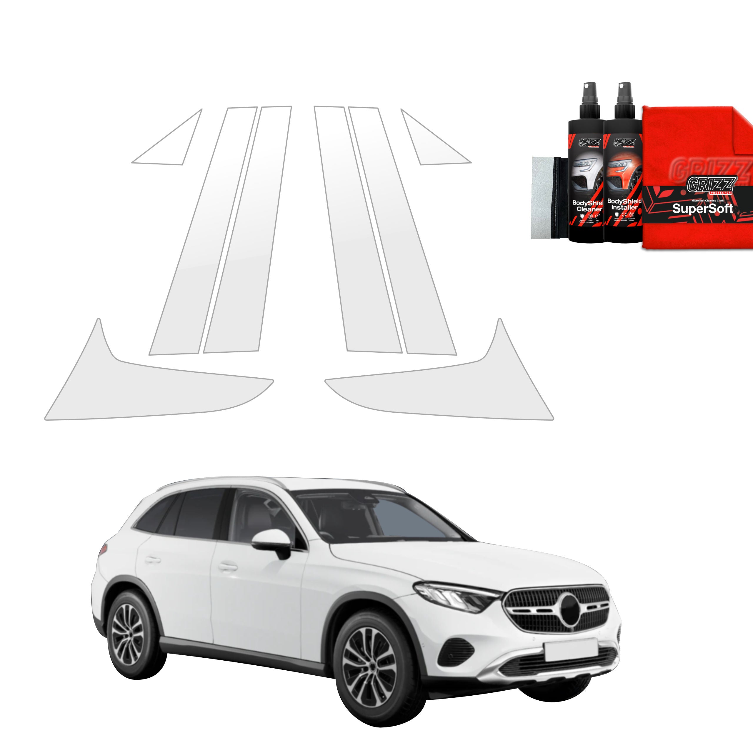 8in1 Schutzfolie Grizz Protector für A-B-C-Säule - Mercedes GLC Wagon (2025-2026)