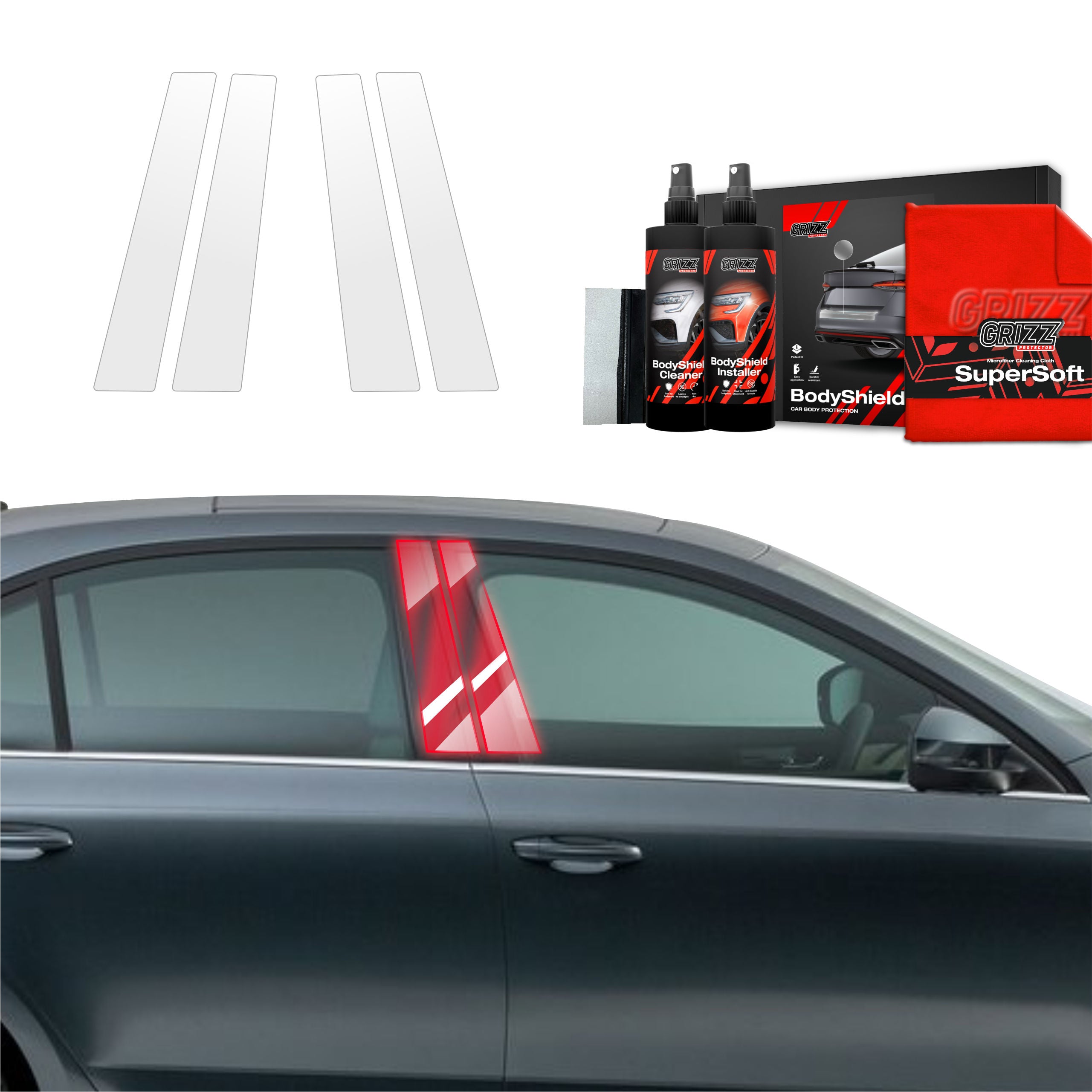 4in1 Schutzfolie Grizz Protector für B-Säule - Skoda Octavia 3 (2017-2020)