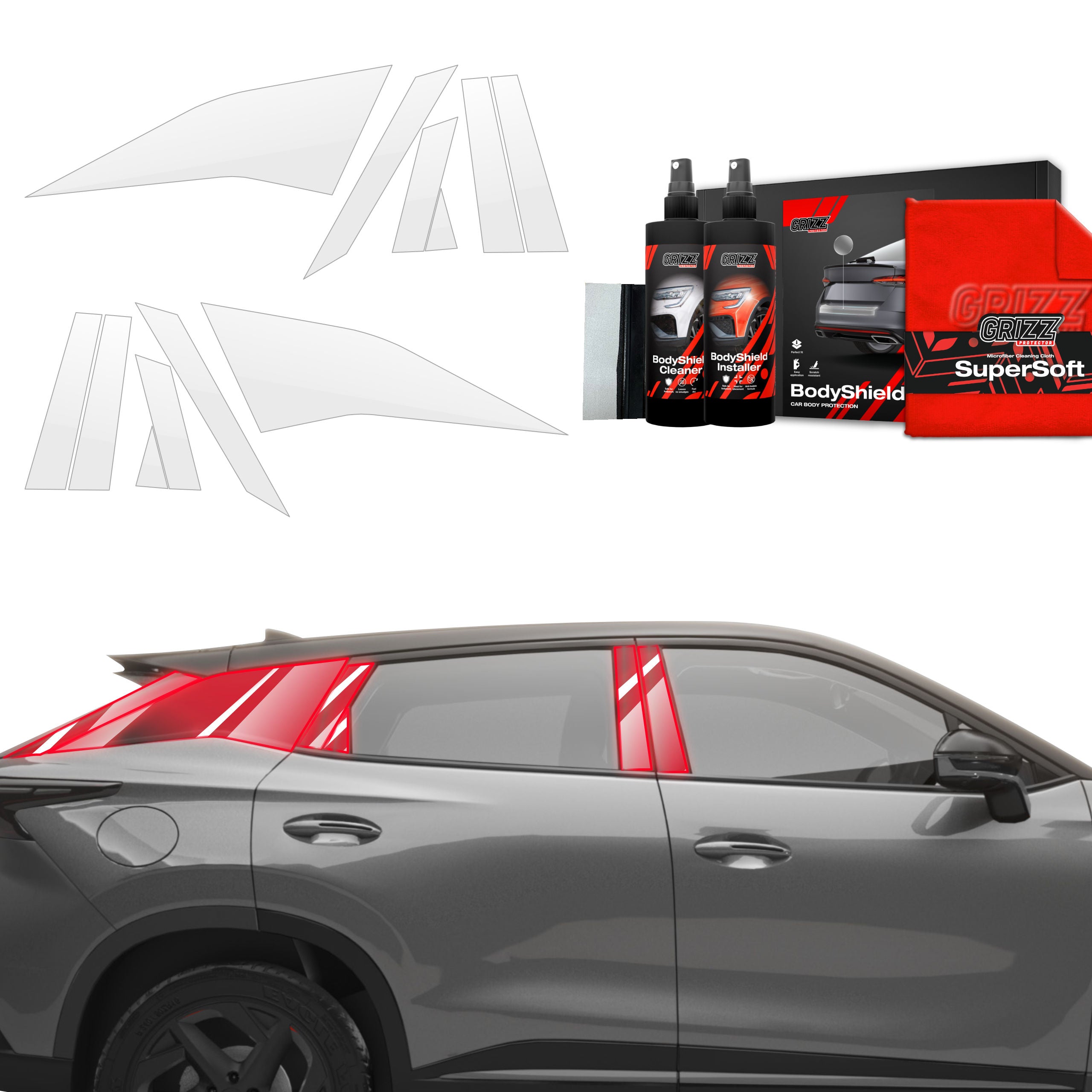 12in1 Schutzfolie Grizz Protector für A-B-C-Säule - OMODA 5 Facelift (2024-2026)