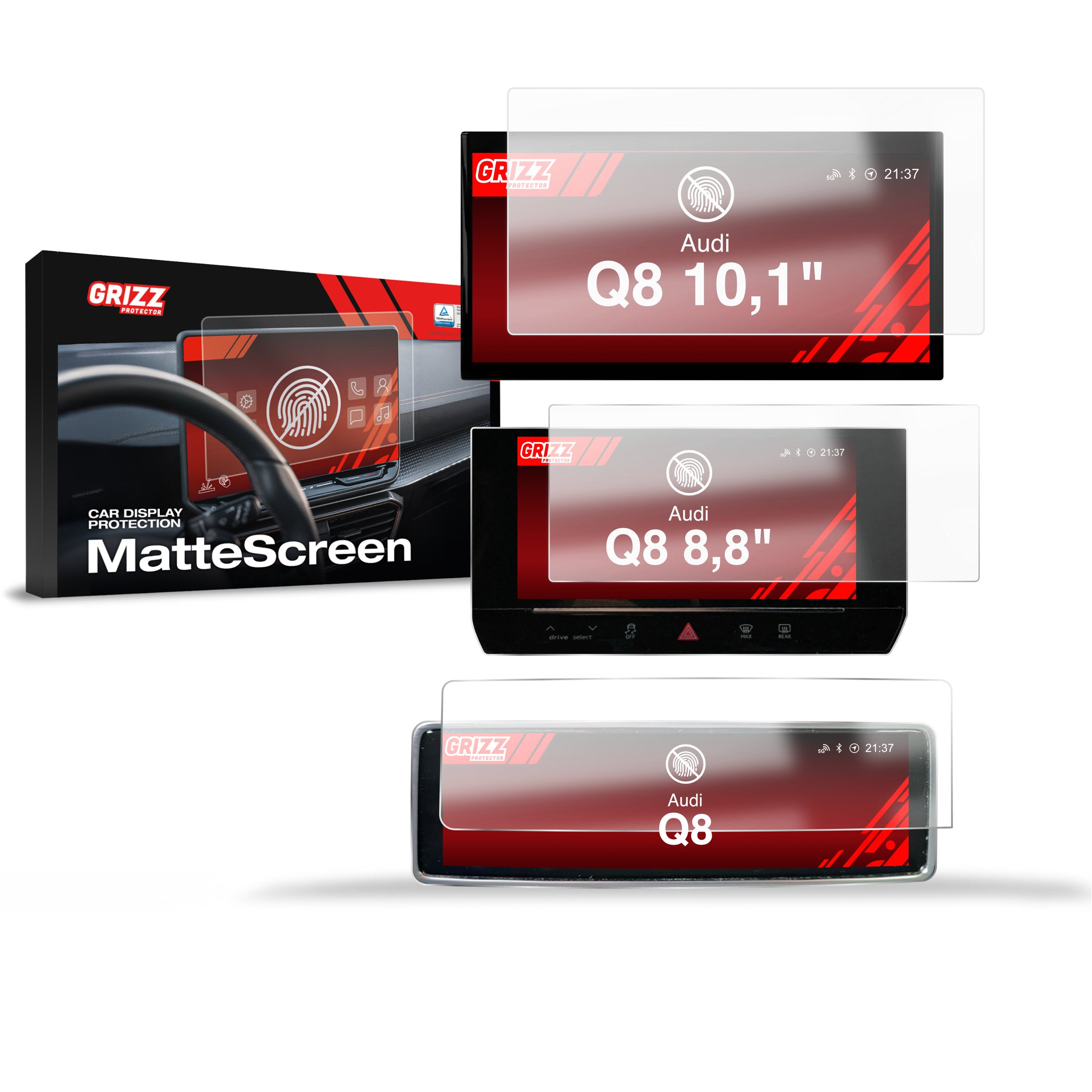 Matte Autodisplayfolie 3in1 für Audi Q8 (2018-2026), Grizz Protector