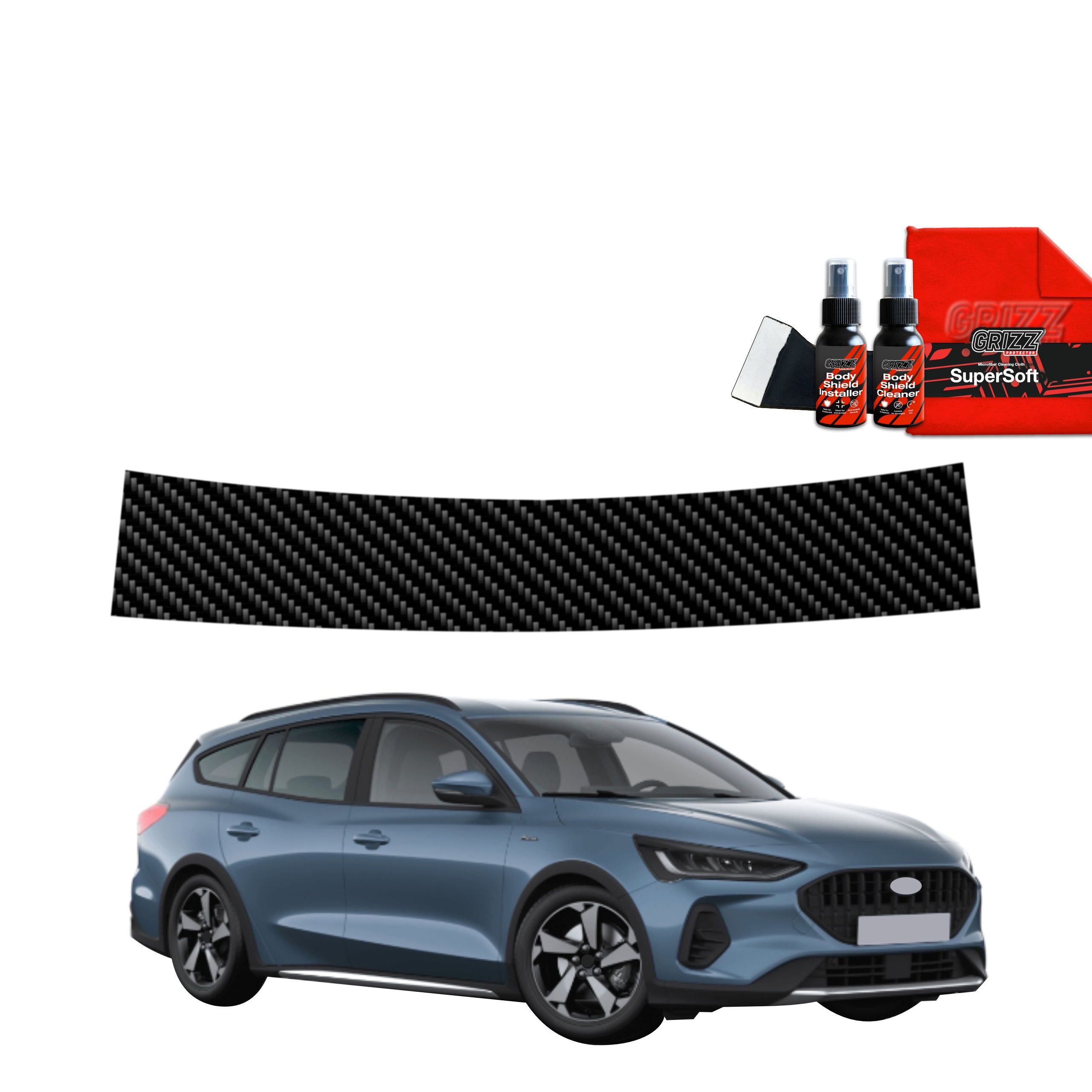 Kohlenstoff Schutzfolie Grizz Protector für Ladekante - Ford Focus Active X Kombi Facelift (2021-2025)