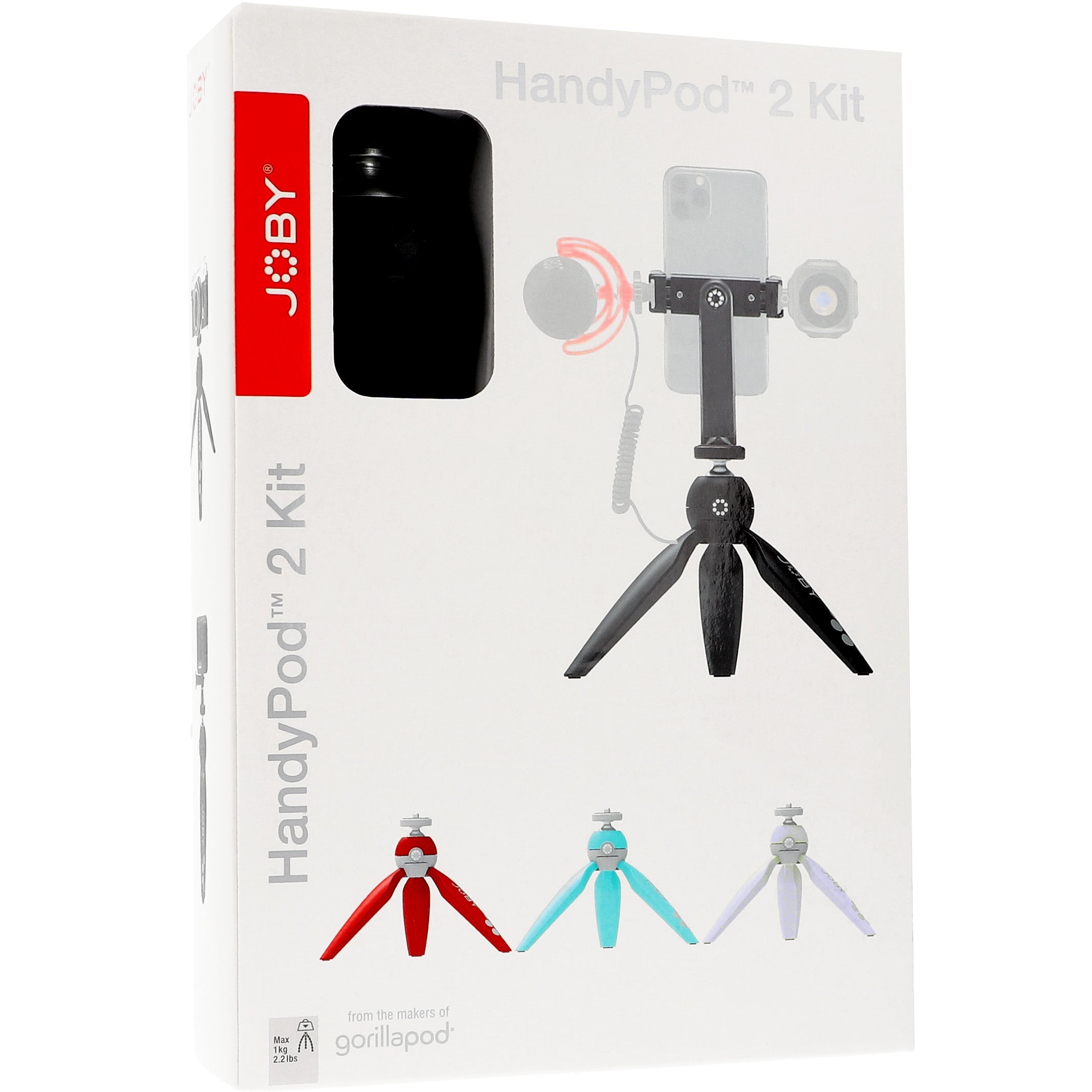 Fotostativ für Smartphones und GoPro, Joby HandyPod 2 mit Kugelkopf und GripTight 360 Halter, Schwarz