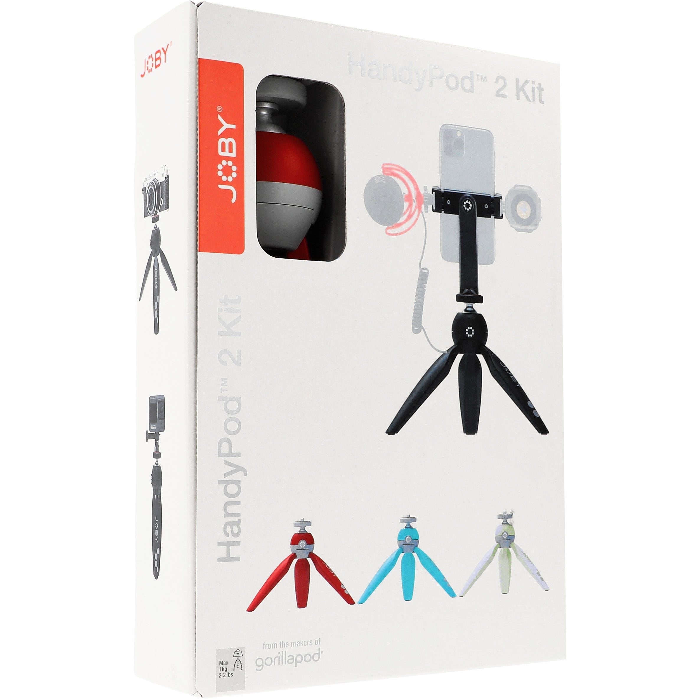 Fotostativ für Smartphones und GoPro, Joby HandyPod 2 mit Kugelkopf und GripTight 360 Halter, Rot
