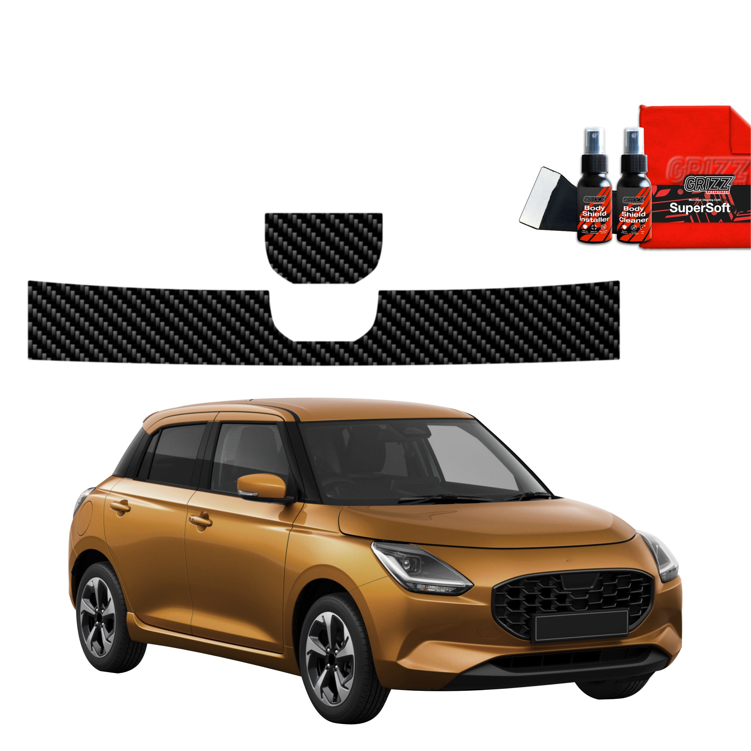 2in1 Kohlenstoff Schutzfolie Grizz Protector für Ladekante - Suzuki Swift (2024-2026)