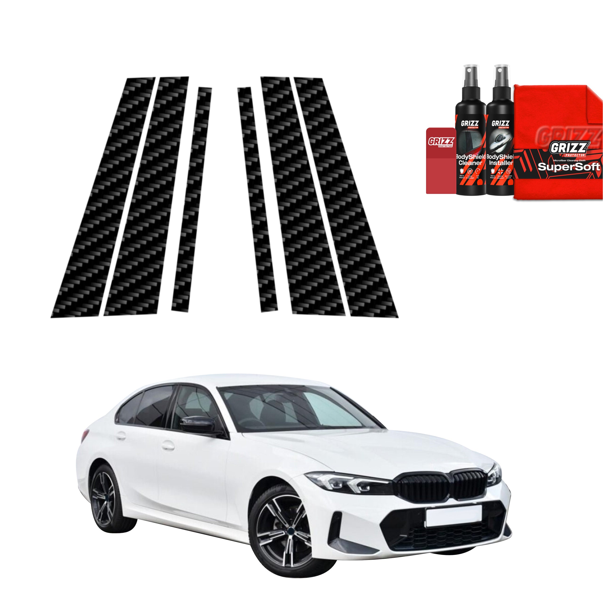 6in1 Kohlenstoff Schutzfolie Grizz Protector für B-C-Säule - BMW 3 G20 Sedan (2022-2026)