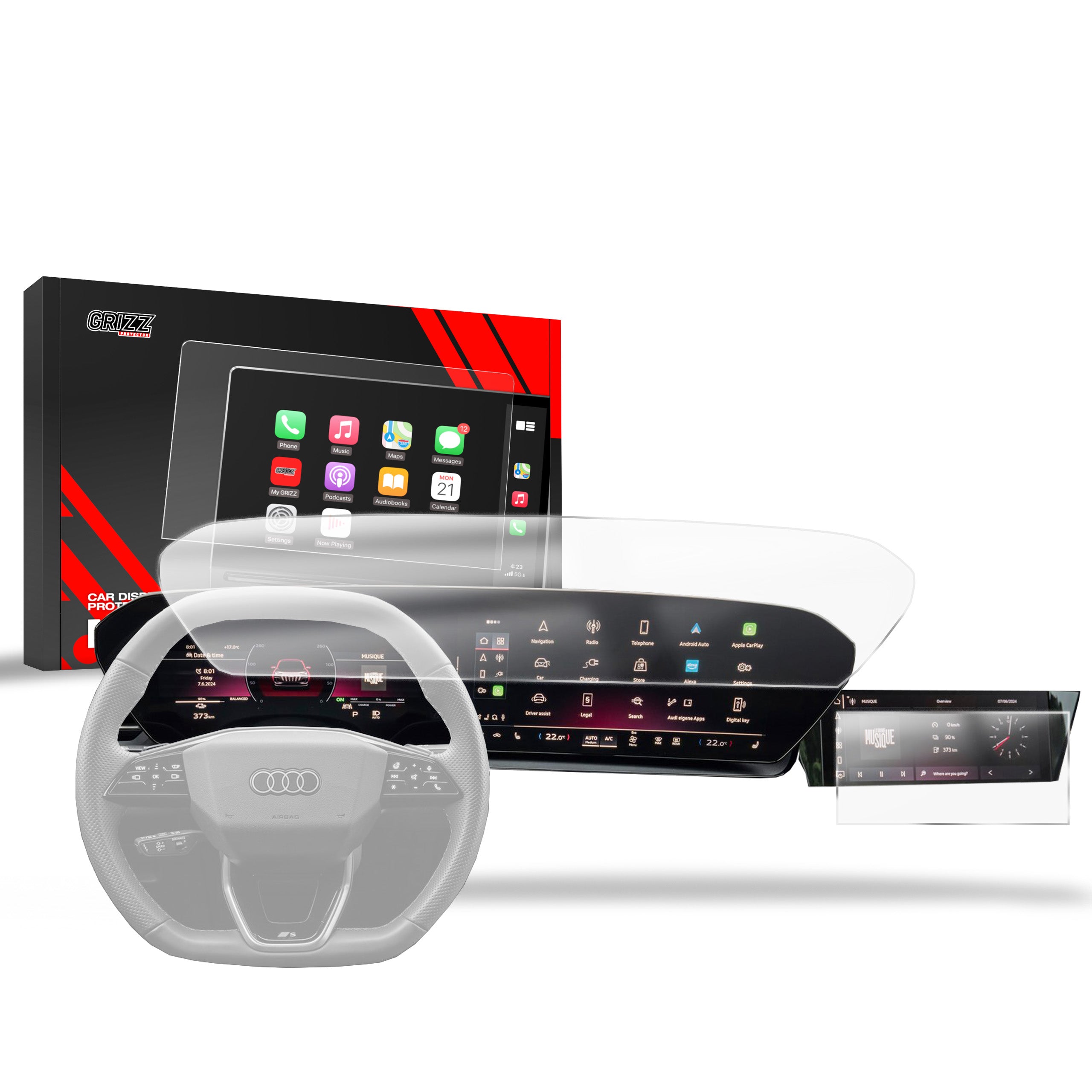 Matte Autodisplayfolie 2in1 für Audi SQ6 e-tron (2024-2026), Grizz Protector