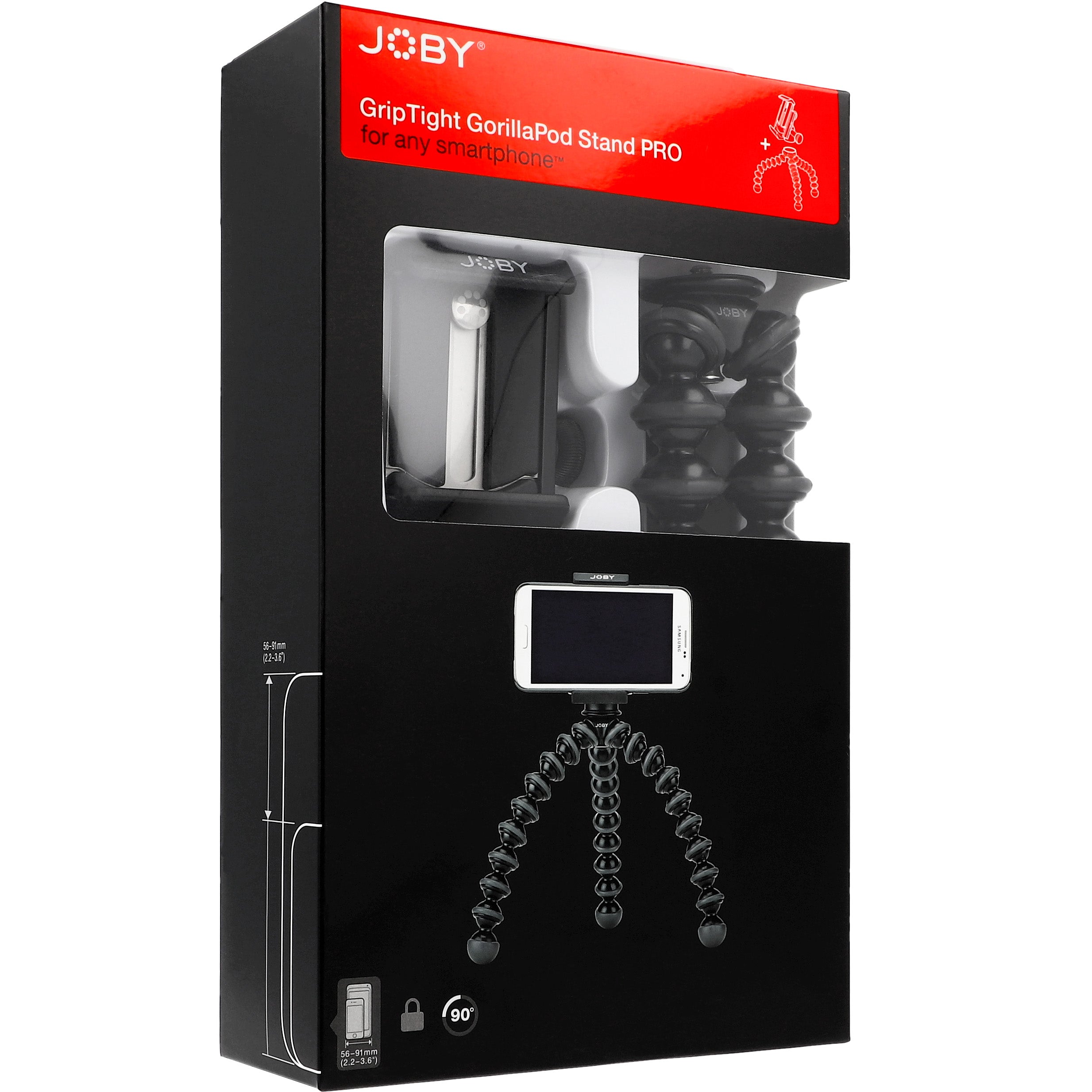 Fotostativ für Smartphones, Joby GorillaPod 1K mit GripTight PRO Klammer, Schwarz