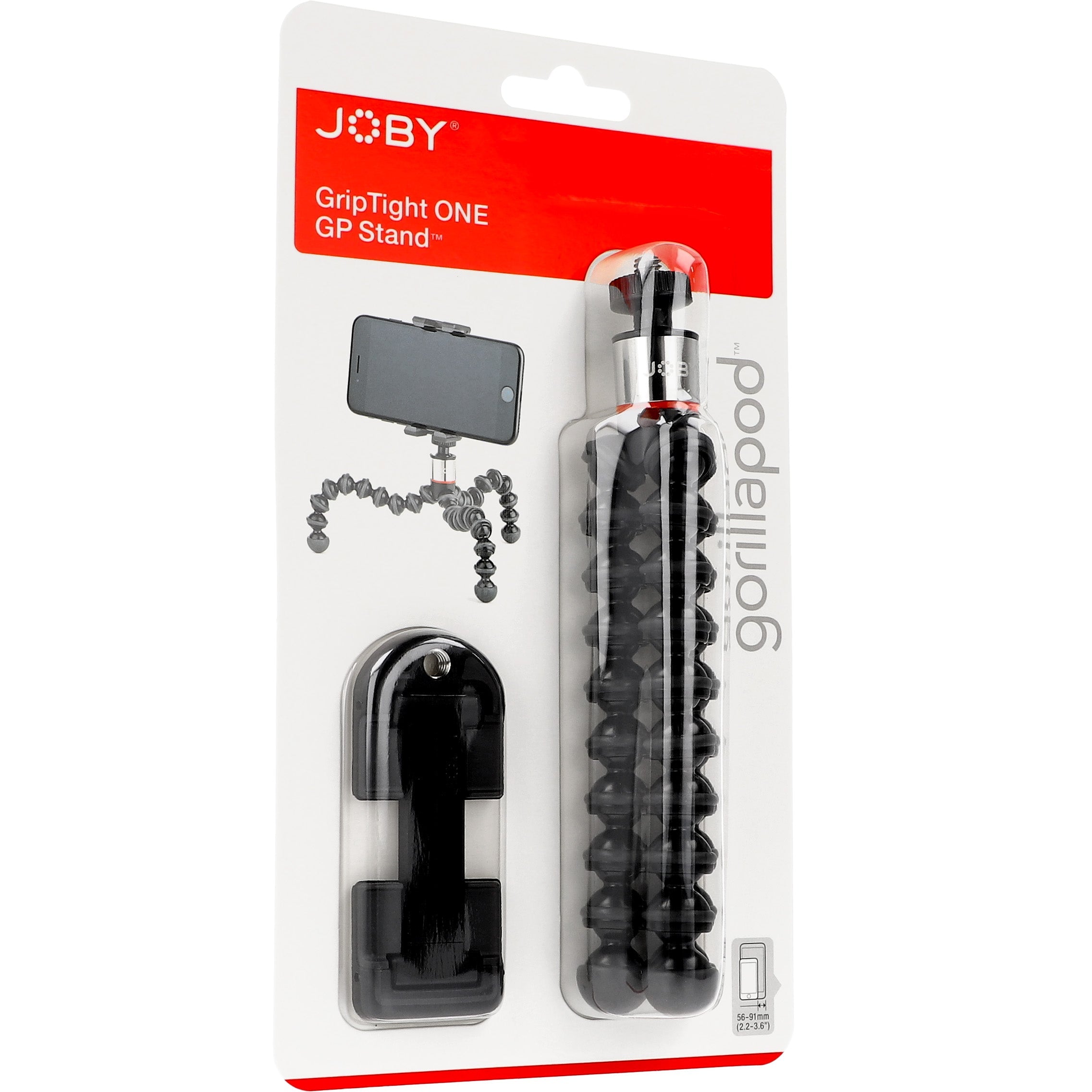 Fotostativ Joby GorillaPod 325 mit Kugelkopf und GripTight ONE Smartphone-Klammer, Schwarz