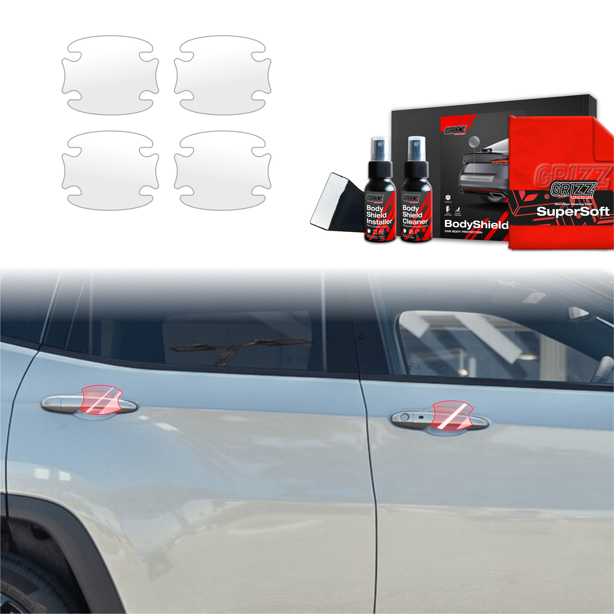 4in1 Schutzfolie Grizz Protector für Türgriffmulden - Jeep Compass (2020-2024)