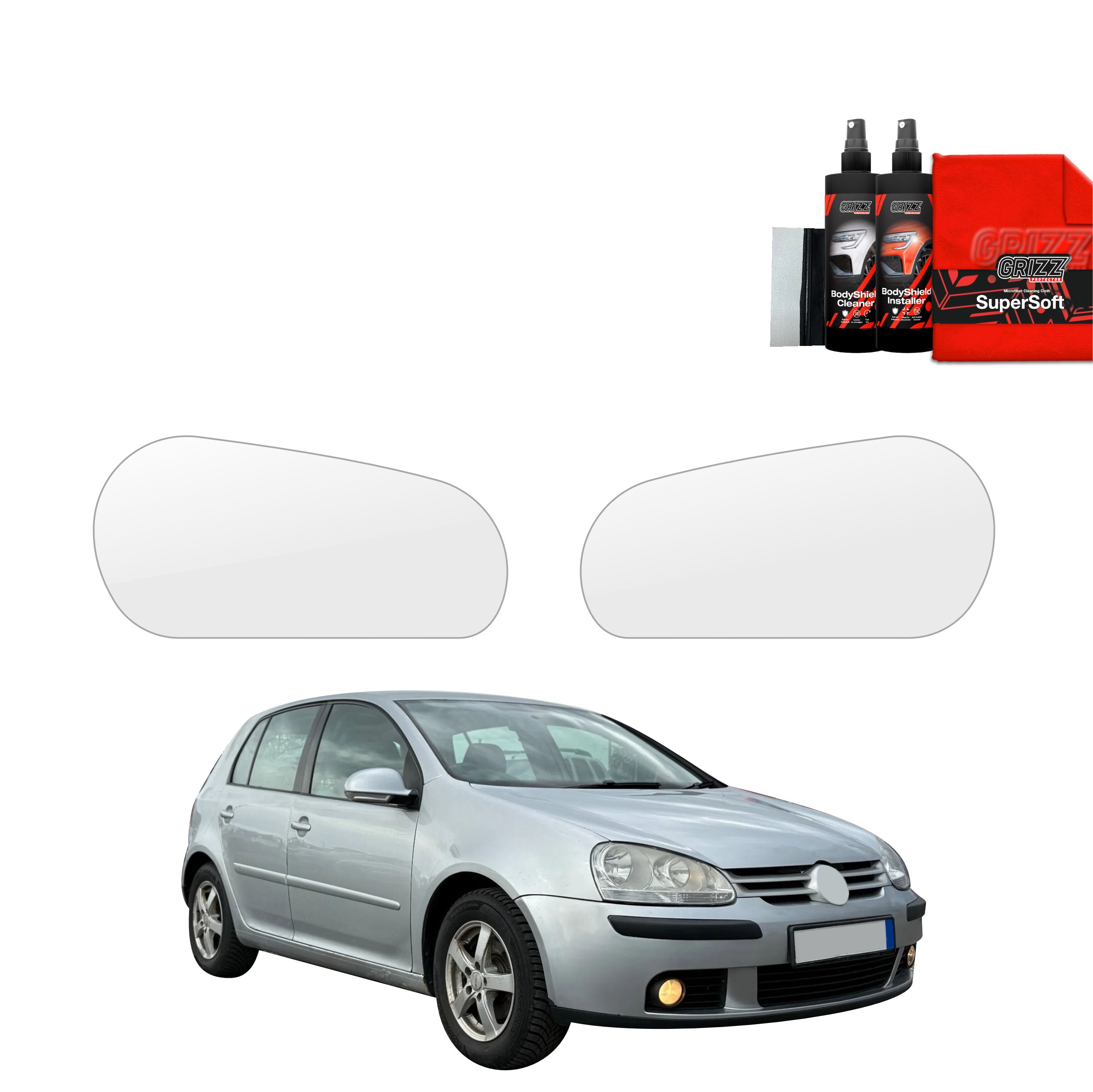 2in1 Schutzfolie Grizz Protector für Scheinwerfer - Volkswagen Golf 5 Hatchback 5D (2003-2009)