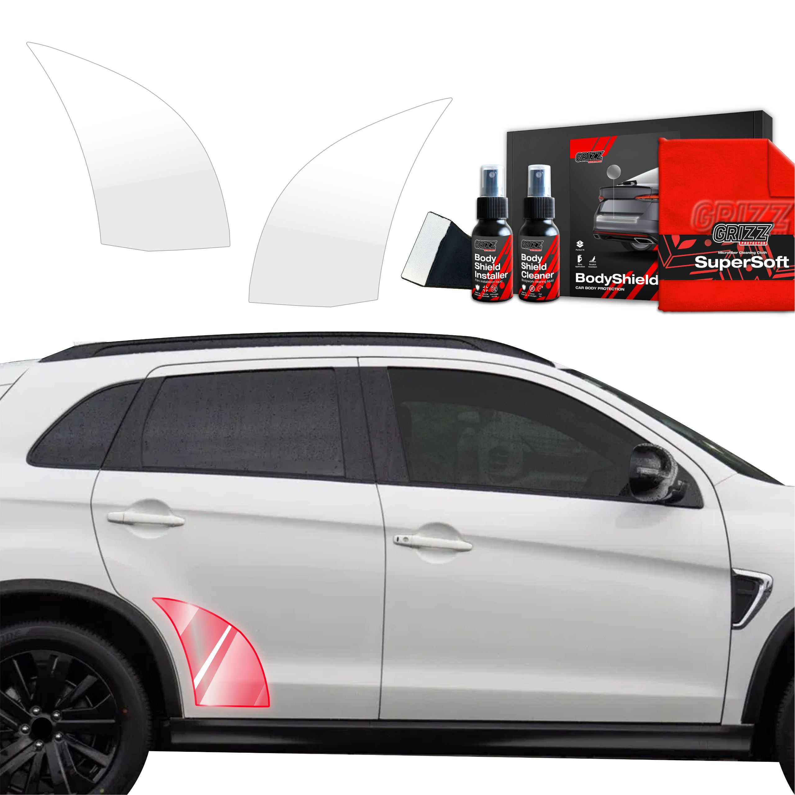 2in1 Schutzfolie Grizz Protector für hinteren Seitenschweller - Mitsubishi ASX Facelift (2024-2026)