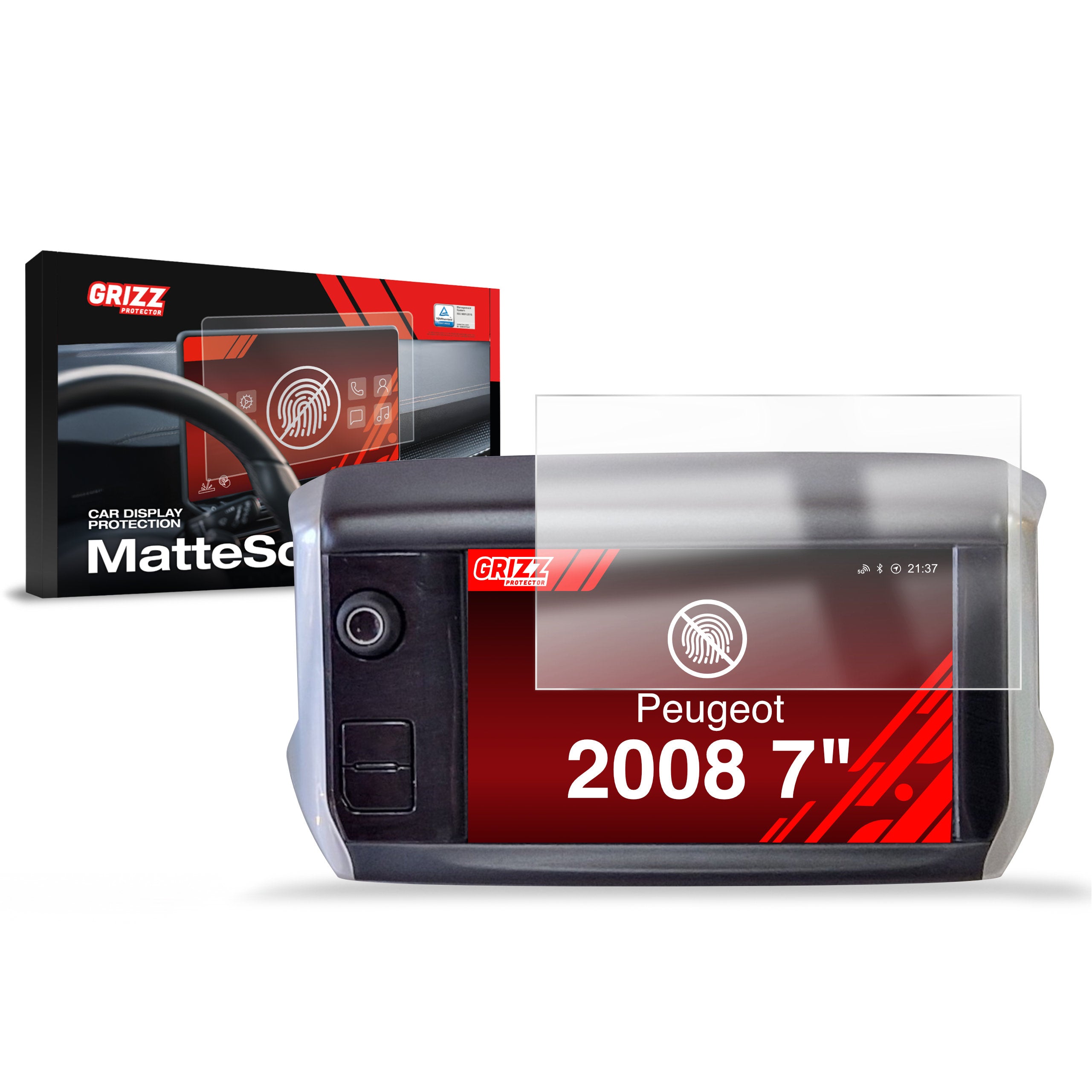 Matte Autodisplayfolie für Peugeot 2008 (2013-2019), Grizz Protector