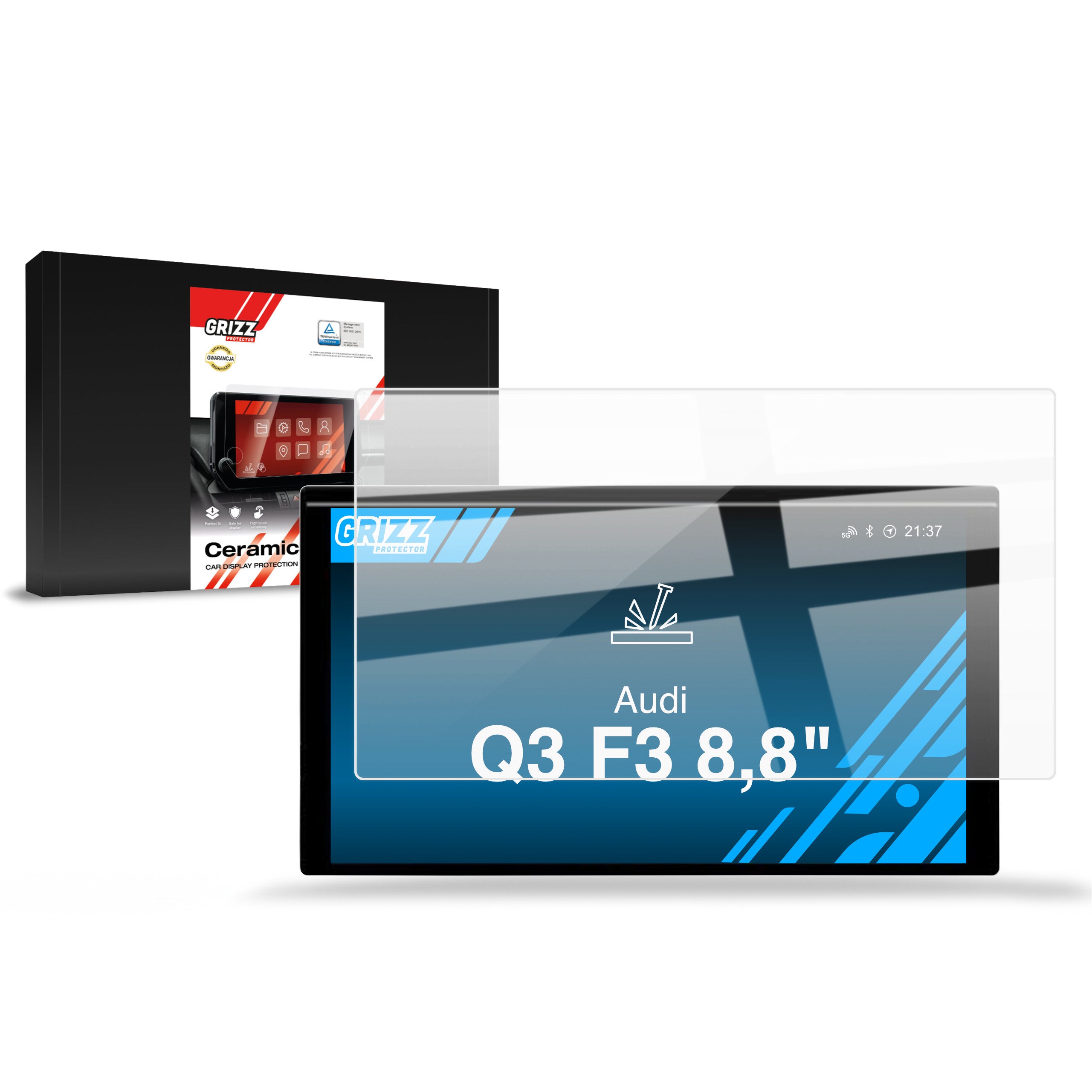 Keramische Autodisplayfolie für Audi Q3 F3 8,8" (2018-2025), Grizz Protector