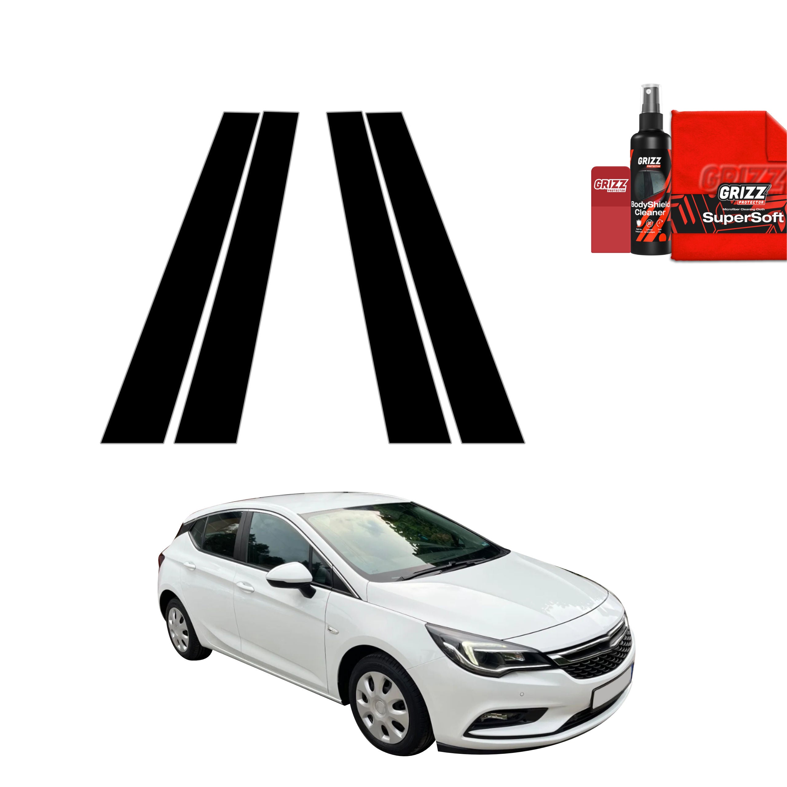 4in1 Schwarze Grizz Protector schutzfolie für B-C-Säule - Opel Astra K Facelift (2019-2022)