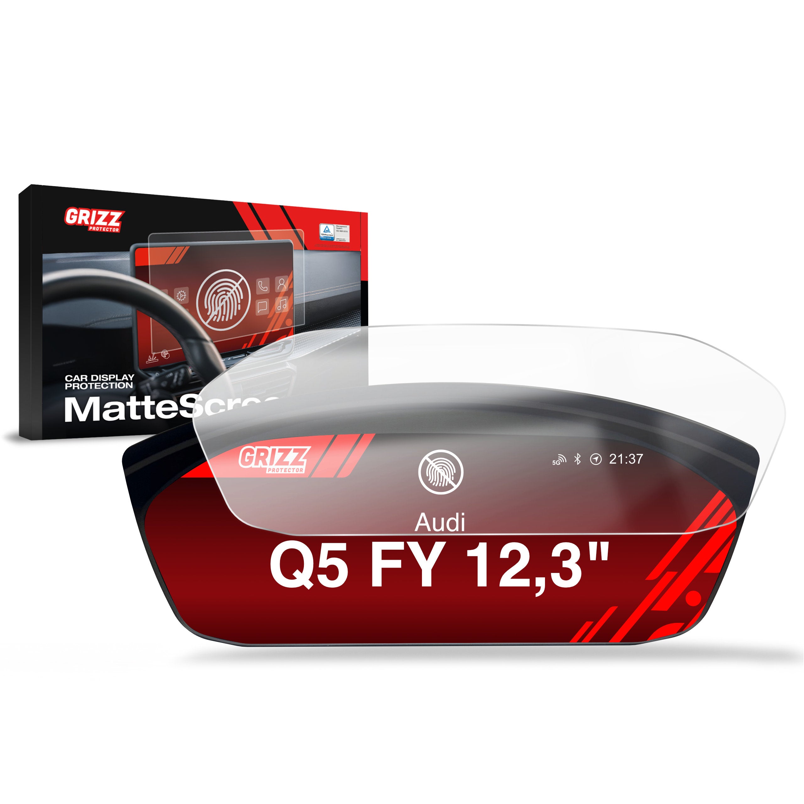 Matte Autodisplayfolie für Audi Q5 FY Virtual Cockpit Plus 12,3" (2020-...), Grizz Protector